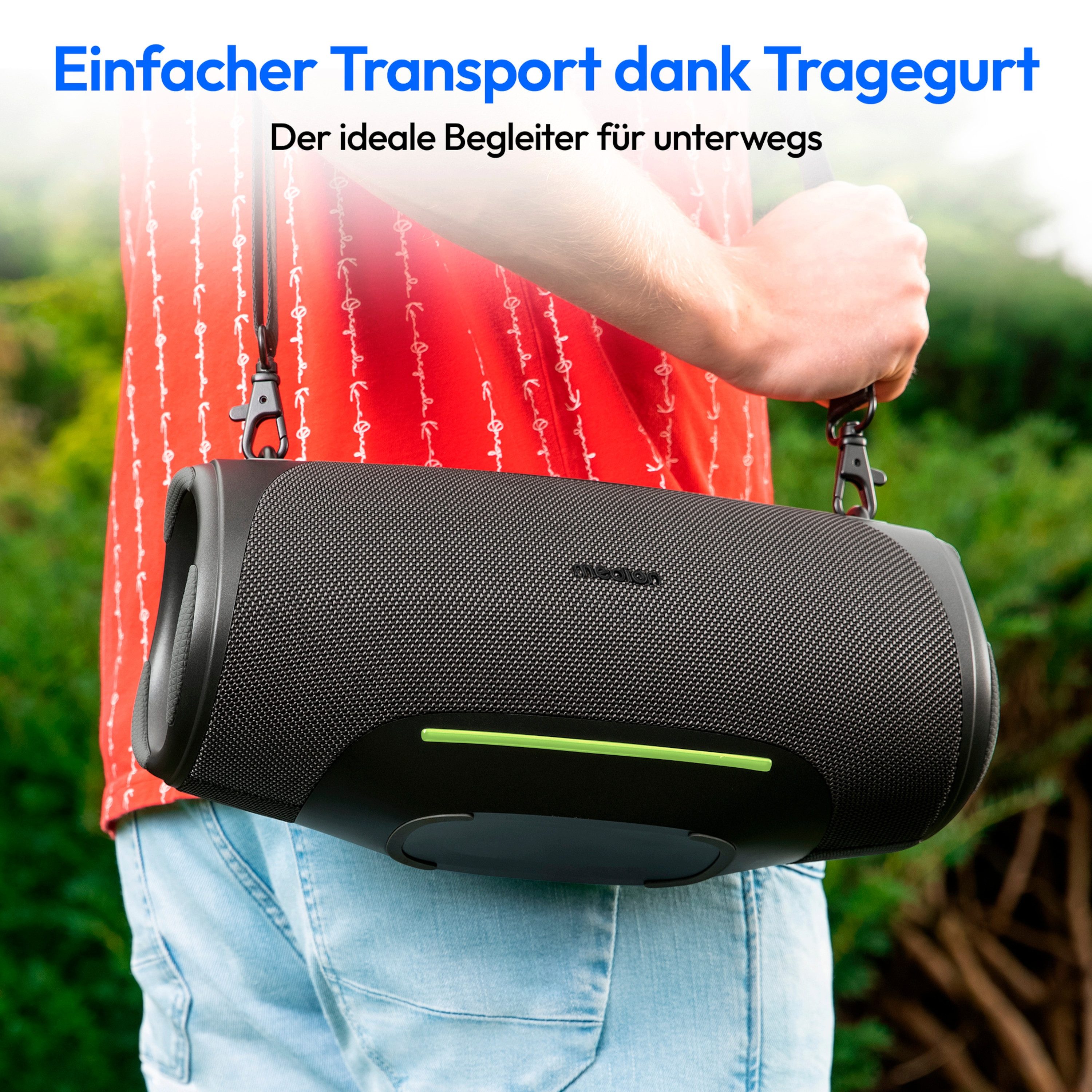 Medion® LIFE® P61762 (MD 43762) L Bluetooth-Lautsprecher (A2DP Bluetooth, AVRCP Bluetooth, Bluetooth, 50 W, tragbar, Bass Boost, Musikbox, RGB, IPX7, Powerbank, Anthrazit)