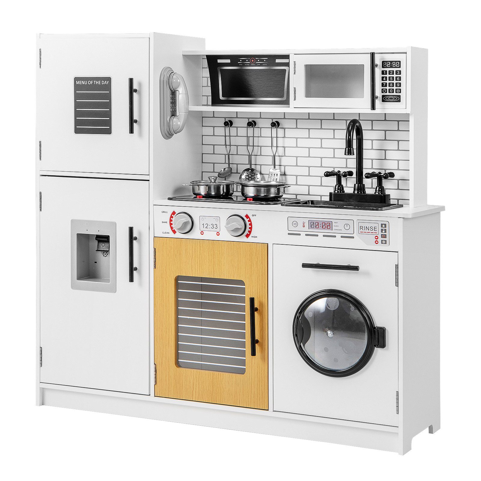 COSTWAY Spielküche Holz, Kinderküche, 82 x 25 x 80,5 cm, für Kinder ab 3 Ja günstig online kaufen