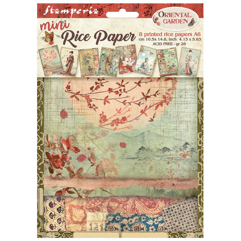 Stamperia Seidenpapier Motiv-Strohseiden Sortiment Oriental Garden, DIN A6, 8er Set