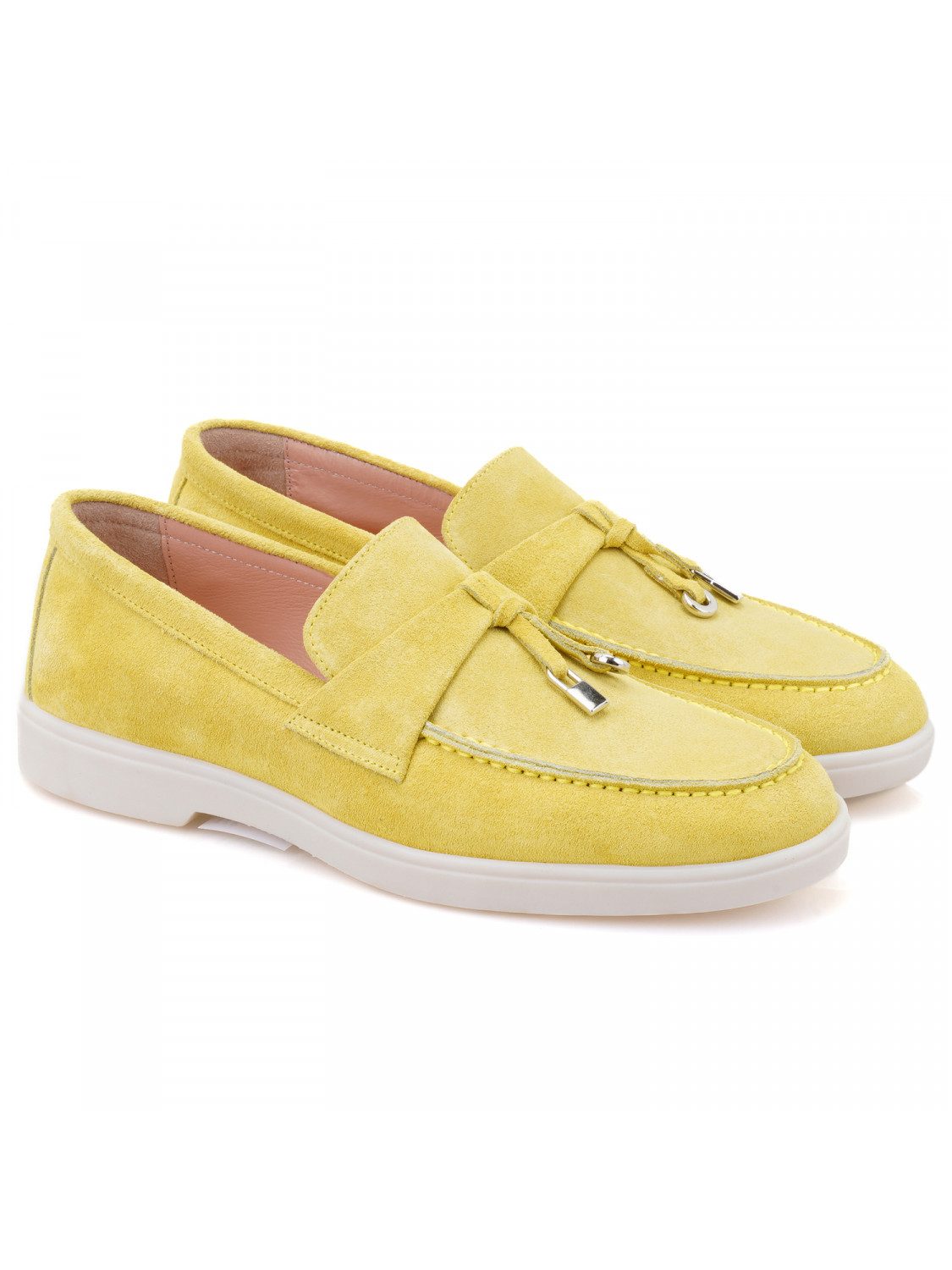 Desa Damen-Slipper aus Wildleder – Lederfutter, Synthetiksohle, flacher Ab Loafer