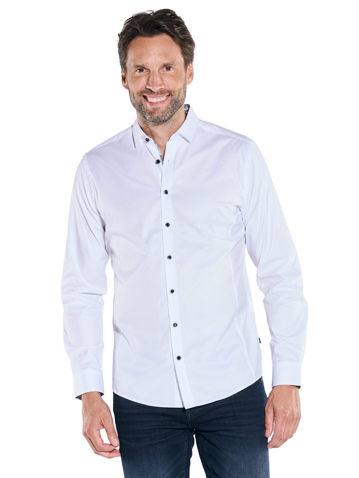 Engbers Langarmhemd Herren Hemd "My Favorite", Reinweiss
