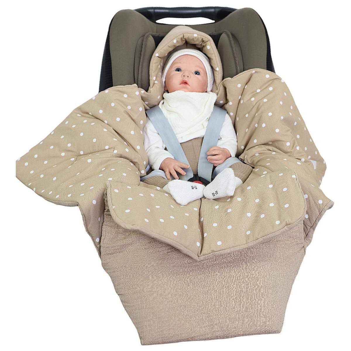 Babydecke Einschlagdecke Musselin taupe/Punkte beige, HOBEA-Germany, günstig online kaufen