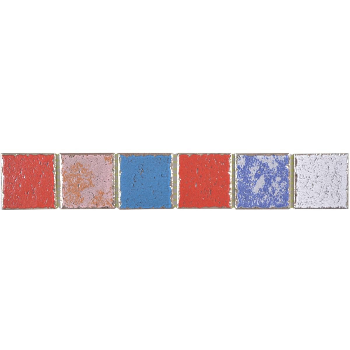 Mosafil Mosaikfliesen Keramik Fliesen Bordüre Paradox Bunt Mix, Keramik 31.600x5.000, bunt, Verlegefertig auf ein Netz geklebt - Frostsicher - Wasserfest