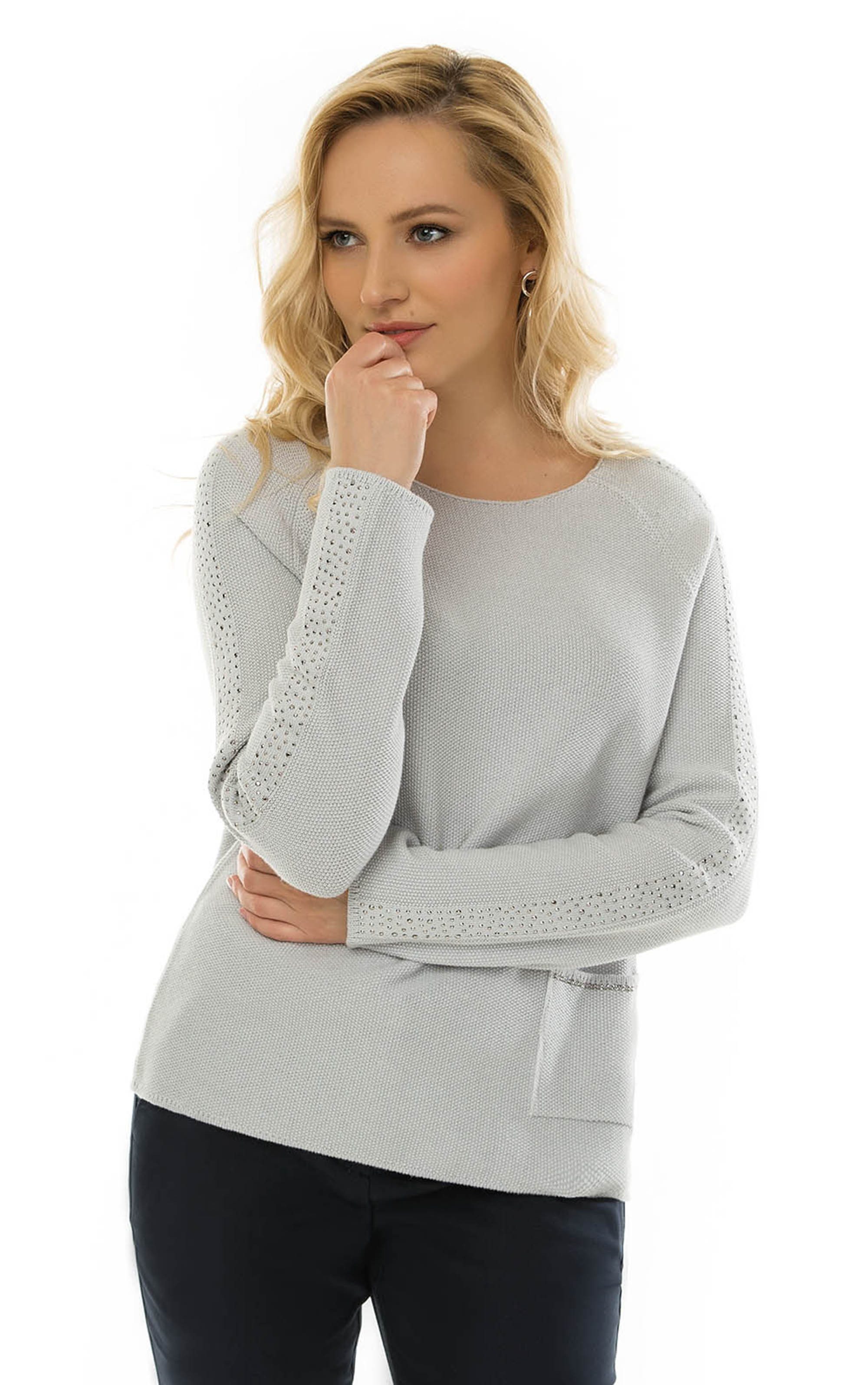 Rundhalspullover Strickpullover mit Glitzer-Effekt