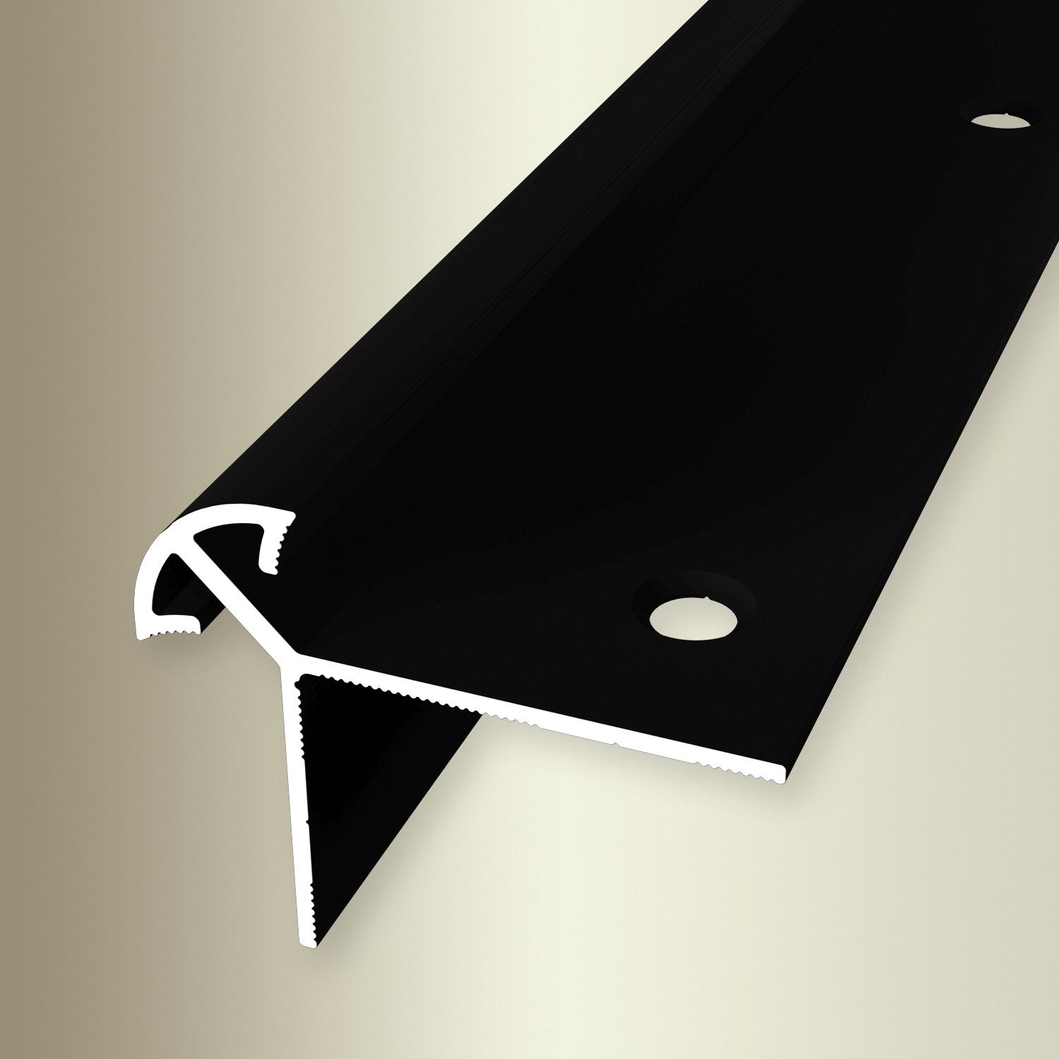 Küberit Treppenkantenprofil 36 x 46 x 2500 mm Winkelprofil Schwarz Gebohrt Aluminium