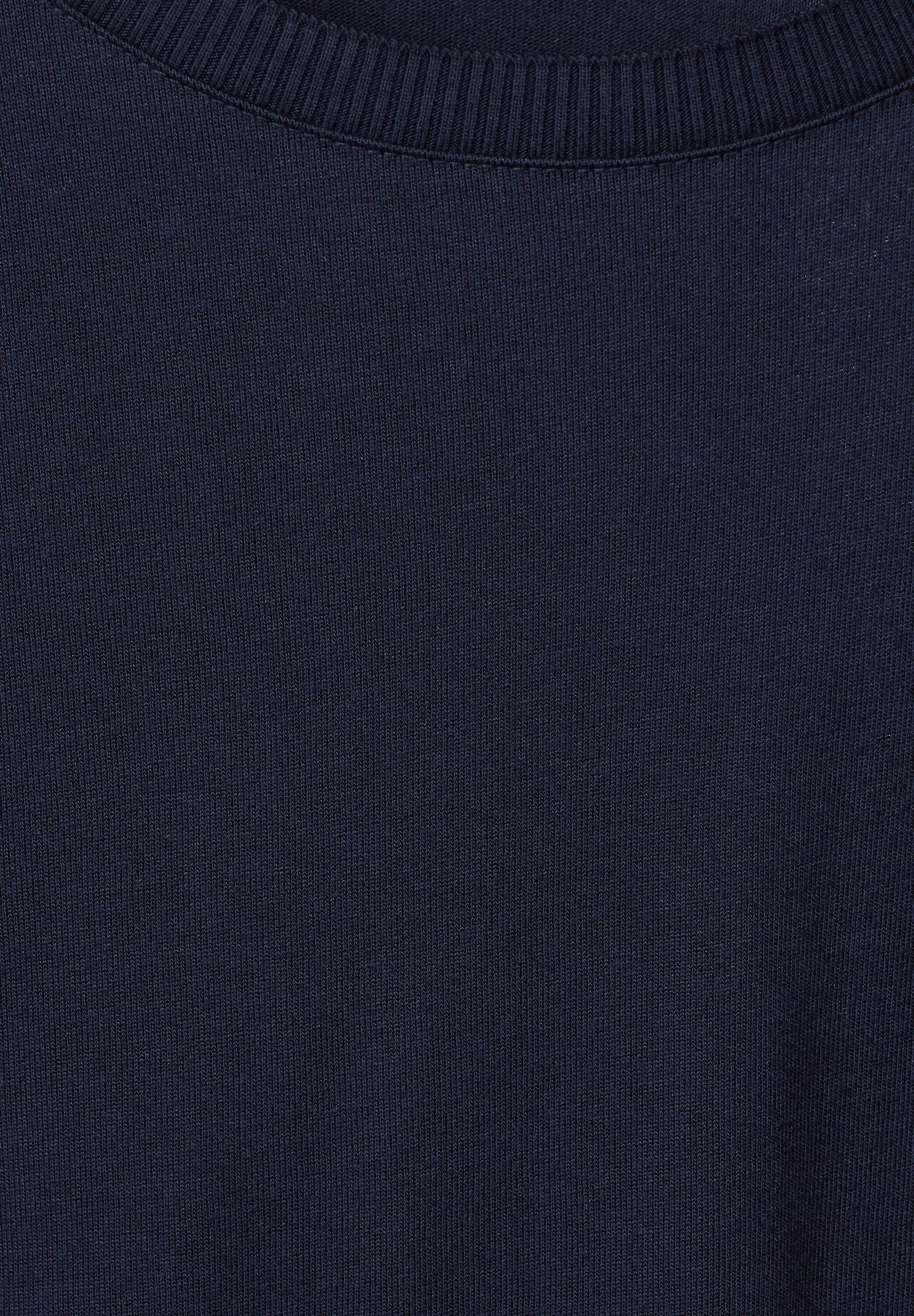 One STREET Street ONE Langarmshirt Deep in Shirt Knopfdetail (1-tlg) Blue mit Vorhanden Nicht