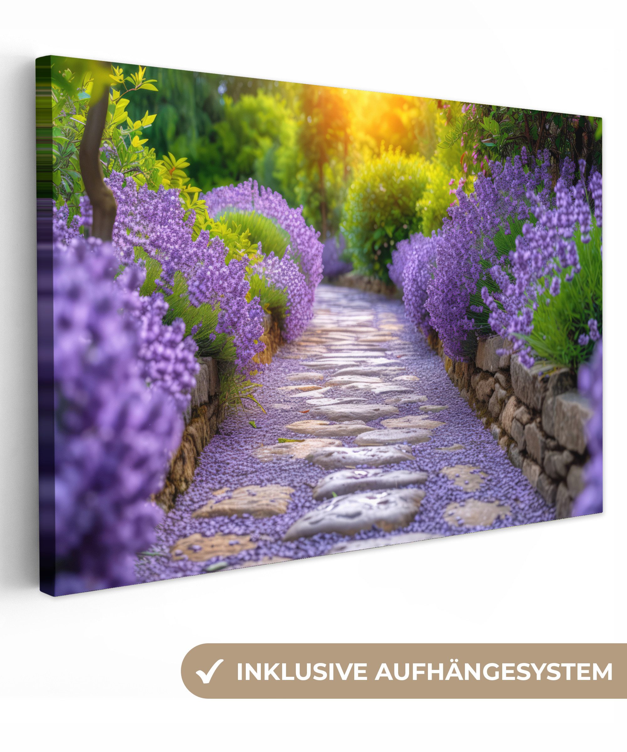 OneMillionCanvasses® Leinwandbild Blumen - Kröte - Lavendel - Garten, Fotod günstig online kaufen