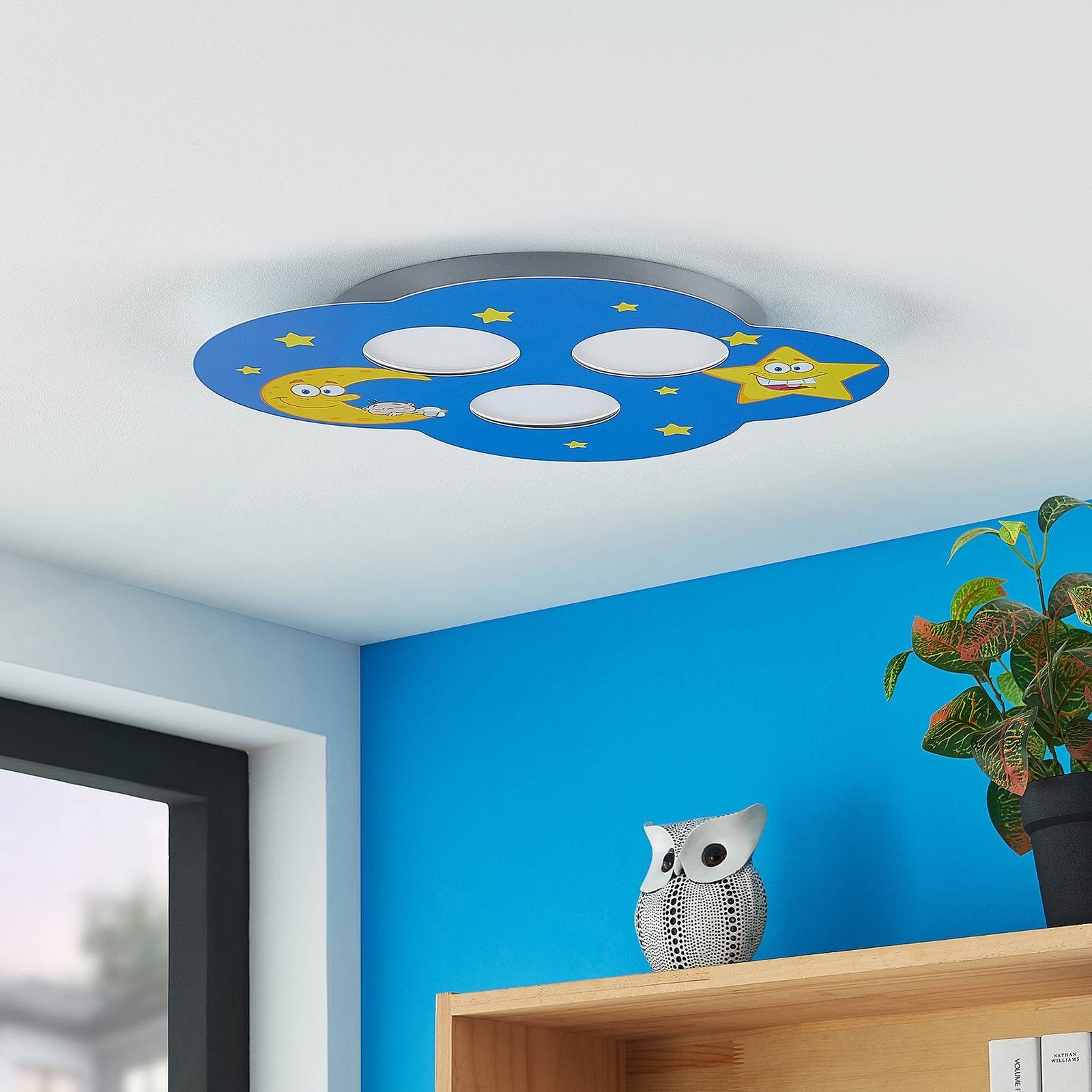 Lindby Deckenleuchten Thorke, Metall, Blau warmweiß IP20, 3 x 6 W LED, warmweiß