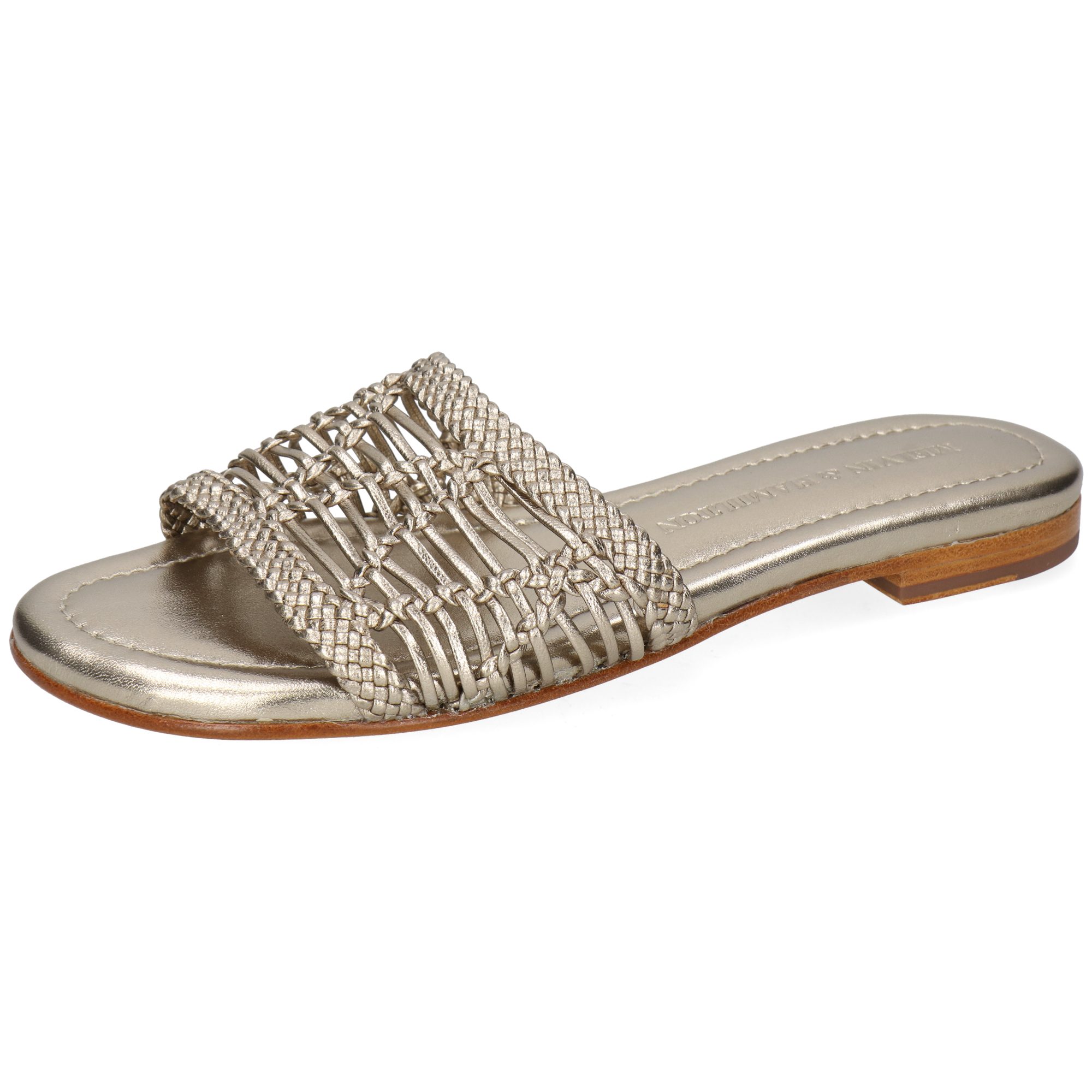 Melvin & Hamilton Hanna 100 Leder-Geflochtene Schuhe für Damen Pantolette Flache Absätze, Echtes Leder, Von Hand geflochten