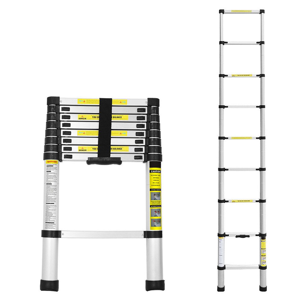 Clanmacy Teleskopleiter Teleskopleiter Stehleiter Mehrzweckleiter Alu 2.6m günstig online kaufen