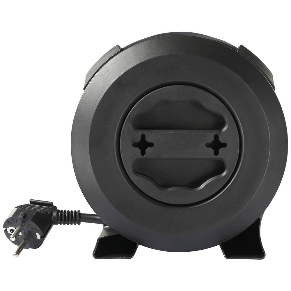 Sygonix 4fach Handkabeltrommel, 5 m SY-5806896 Kabeltrommel, mit Reset-Schalter