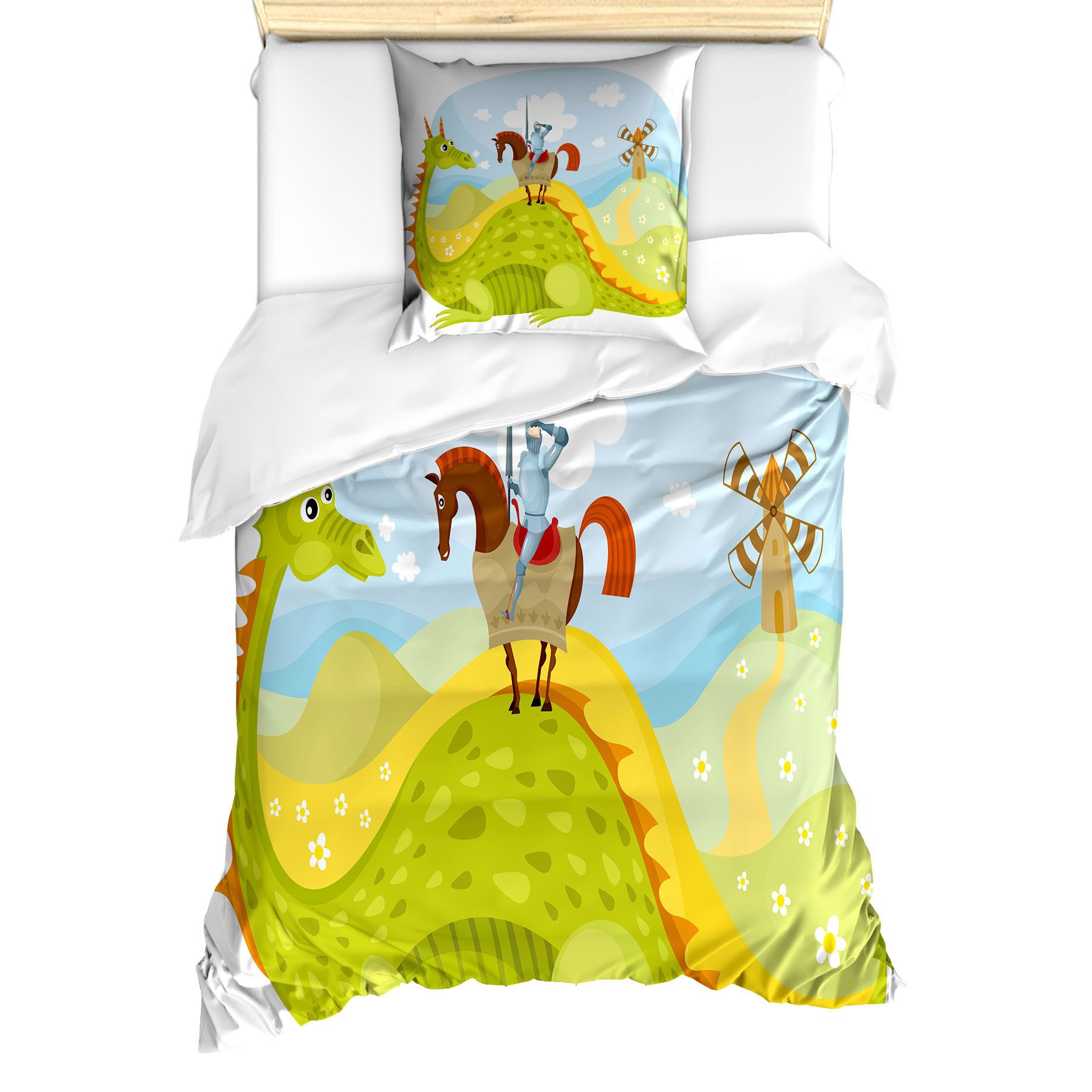 Abakuhaus Постельное белье Milbensicher Всеrgiker geeignet mit Kissenbezug, Microfaser, Karikatur Ritter und sein Pferd