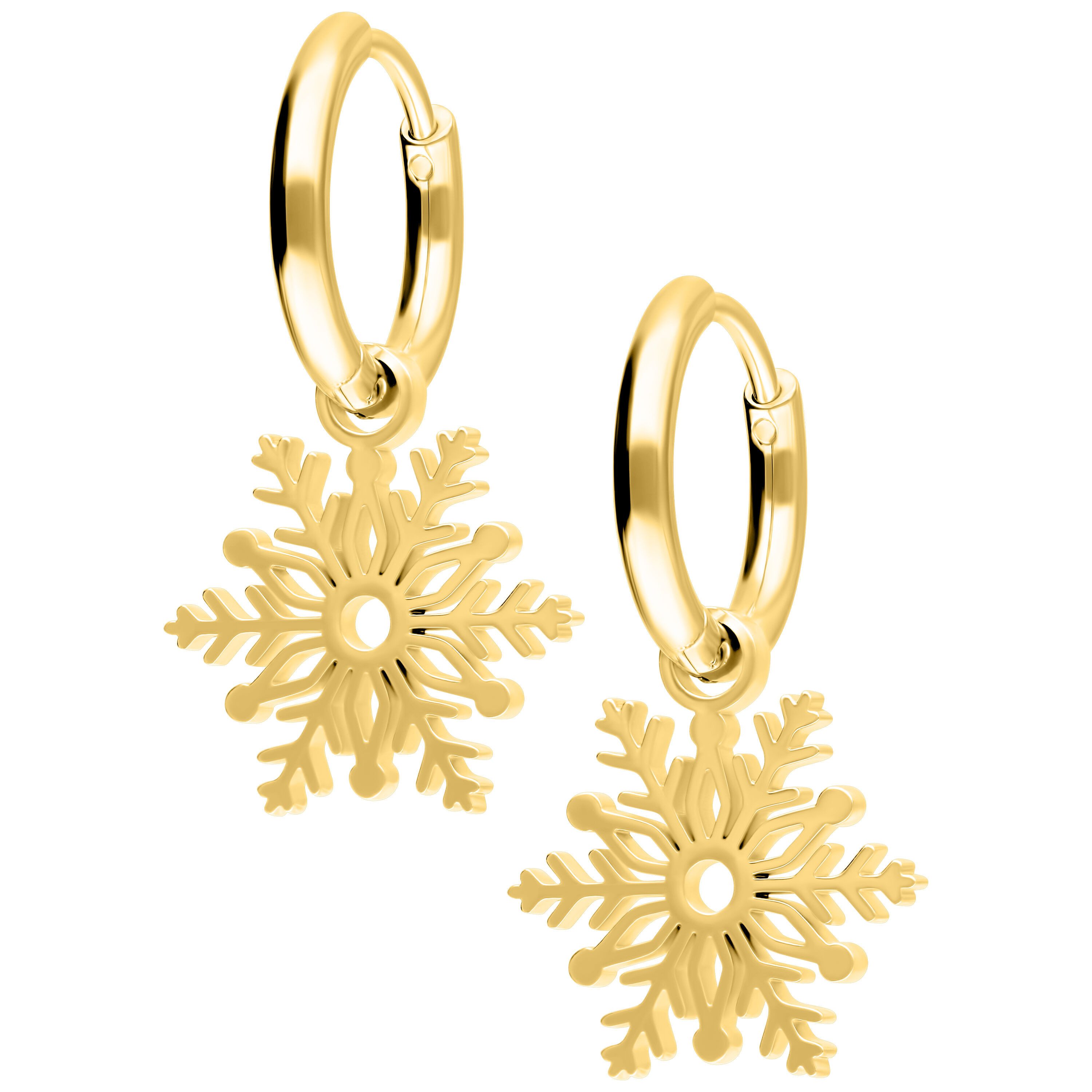 Paar Ohrhänger Little Snowflake Hoops - Gold