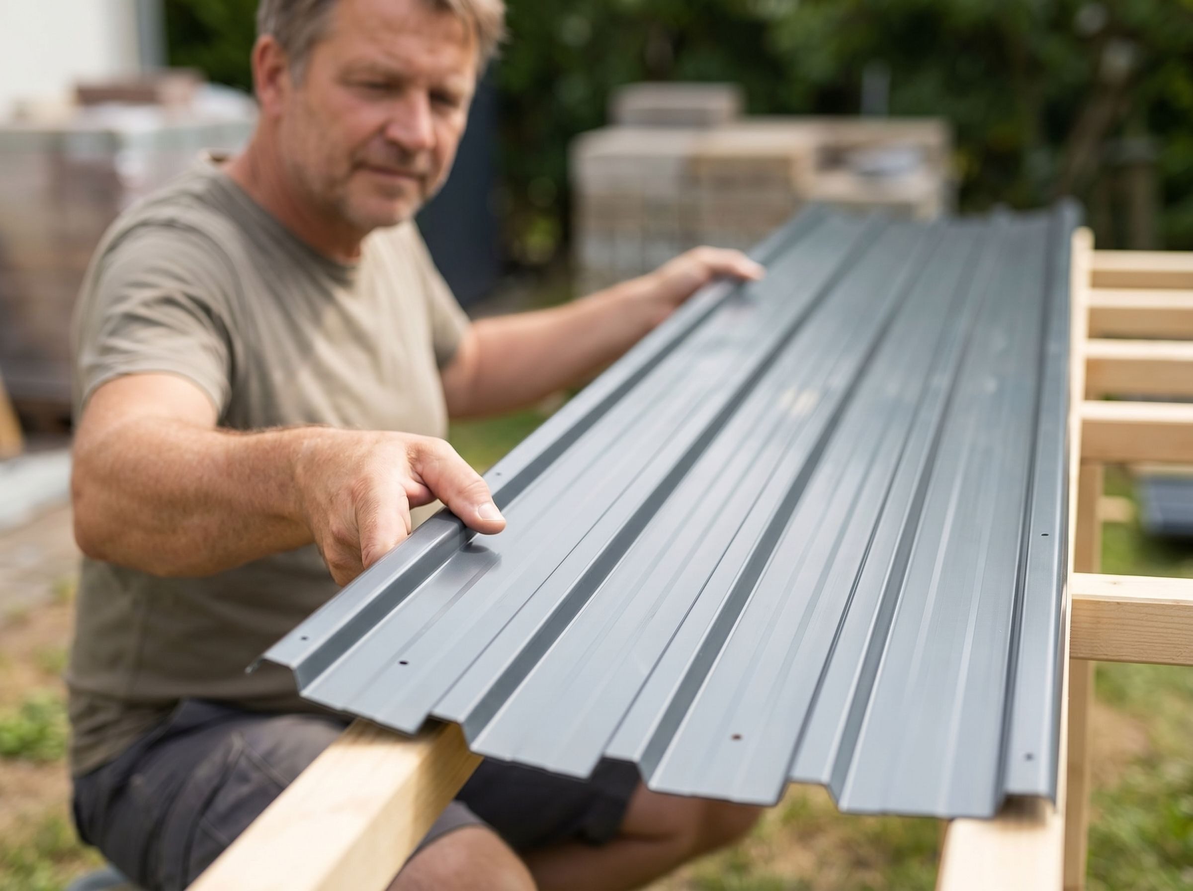 metra-direkt Trapezblech 24er Set Anthrazit - Profilblech, Dachblech, Wandblech 129x45cm, 1290x450x0.25 mm (Set 24-St. 24er-Set) Vorgebohrte Löcher, überlappbar für eine wasserdichte Versiegelung