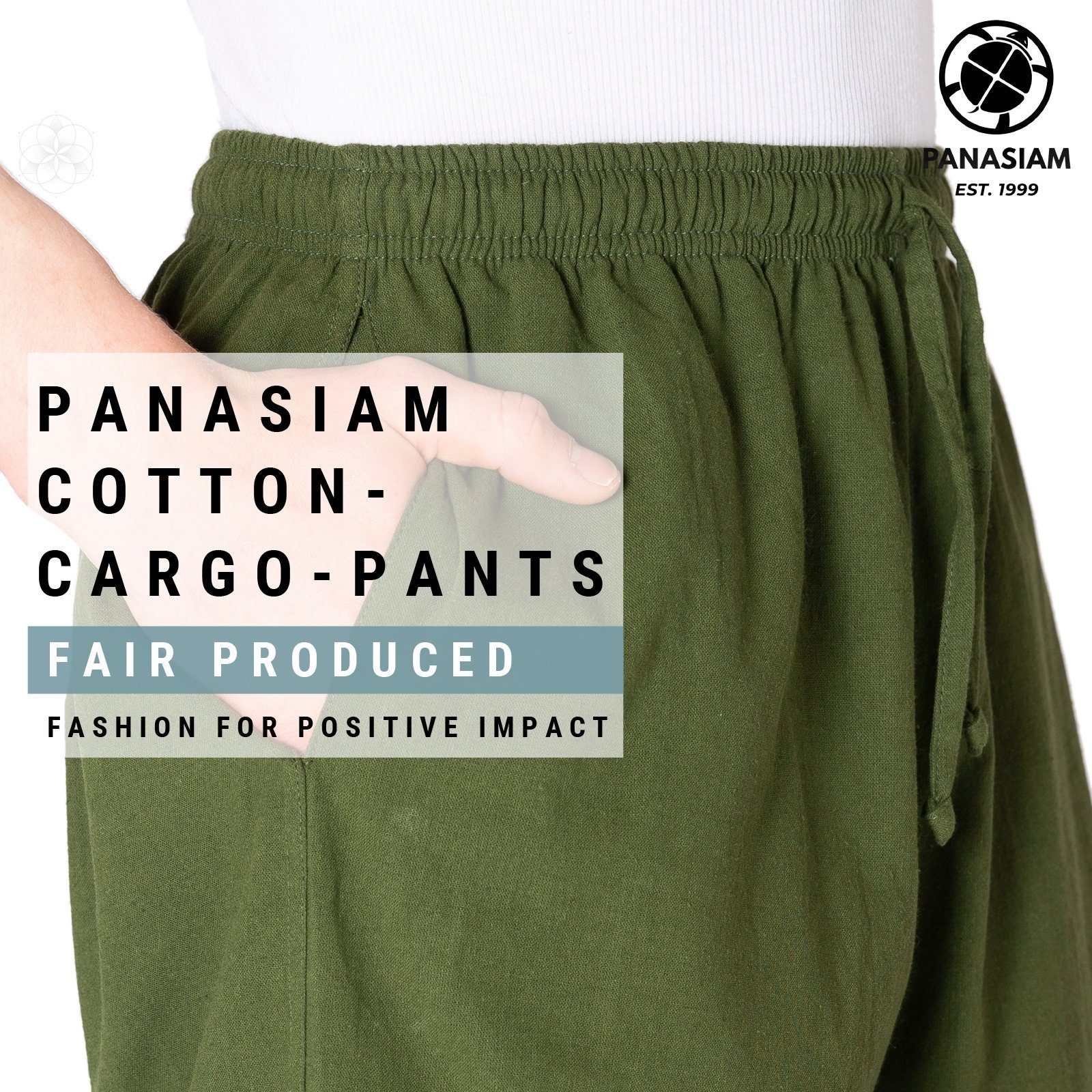 PANASIAM Cargohose Cargo-Hose K bequeme Sommerhose mit 4 Taschen aus 100% Baumwolle Unisex Freizeithose für Damen und Herren Relaxhose Cargohose
