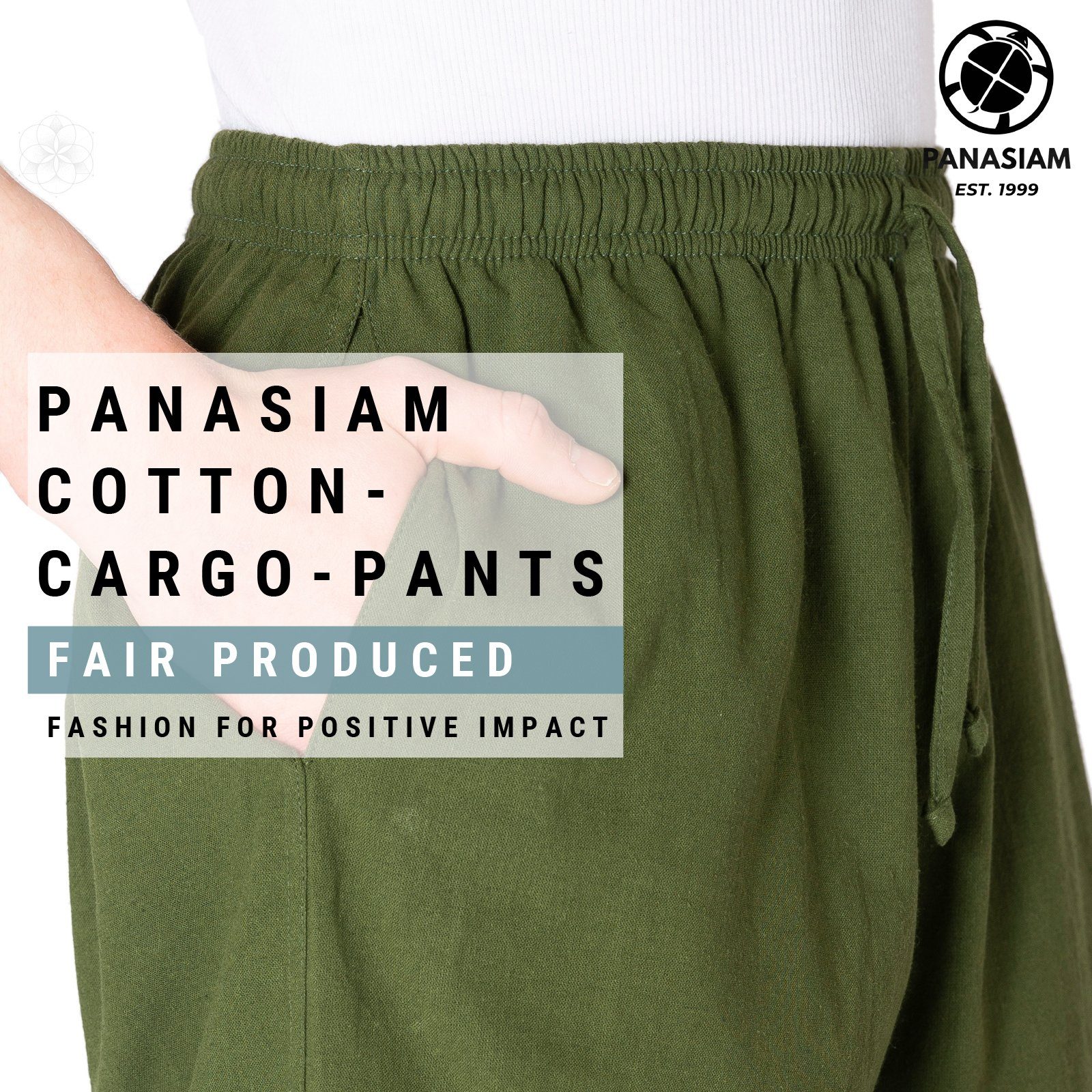 PANASIAM Wellnesshose Cargo-Hose Baumwolle mit K und Petrol-blau 4 Relaxhose Cargohose Damen Freizeithose aus Unisex Taschen Herren Sommerhose bequeme für 100