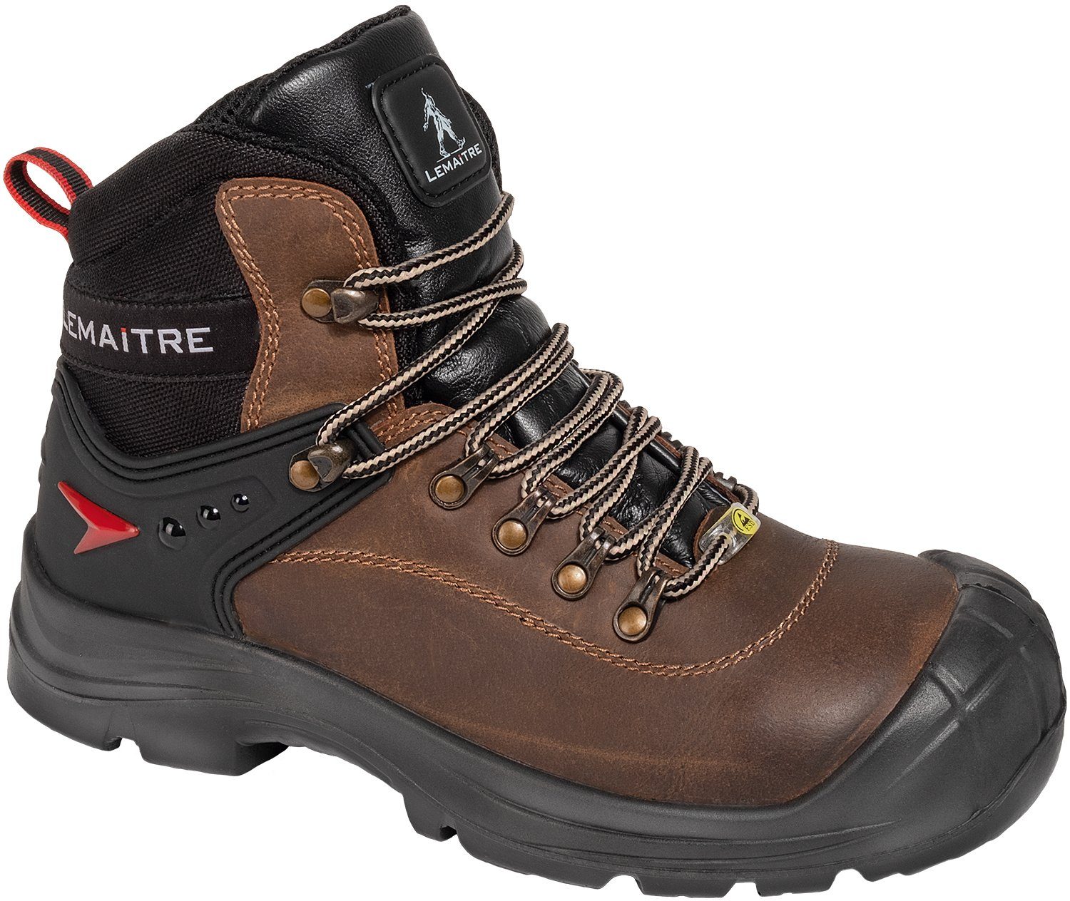 Überkappe, LEMAITRE "Slog" ESD S3 Sohle SRC Arbeitsschuh Braun mit Stiefel