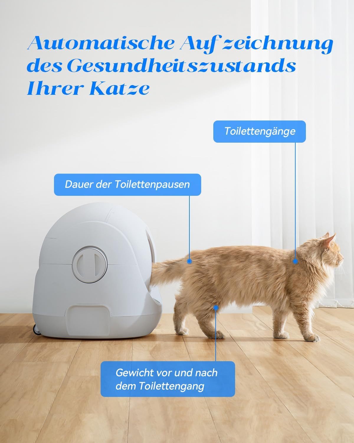 CATLINK Katzentoilette Baymax-Lite Selbstreinigende Katzentoilette, 4 Reinigungsmodi, APP