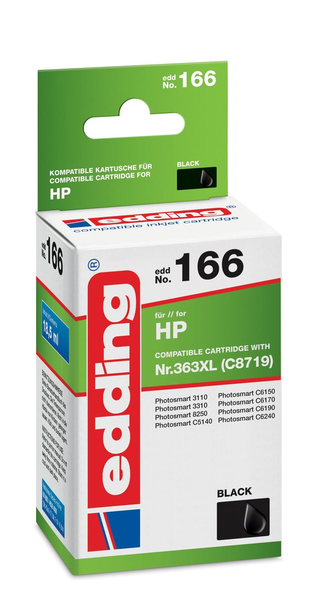 edding Tonerpatrone Edding Druckerpatrone EDD-166 für HP Nr.363XL (C8719) black