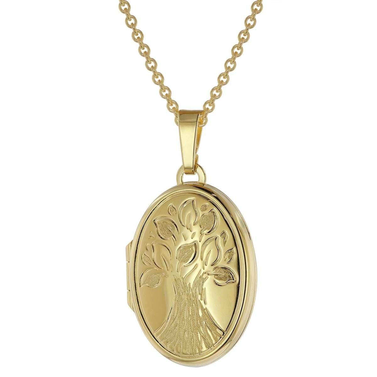 trendor Kette mit Anhänger 39544, Medaillon mit Gold plattiertes 925 Silber