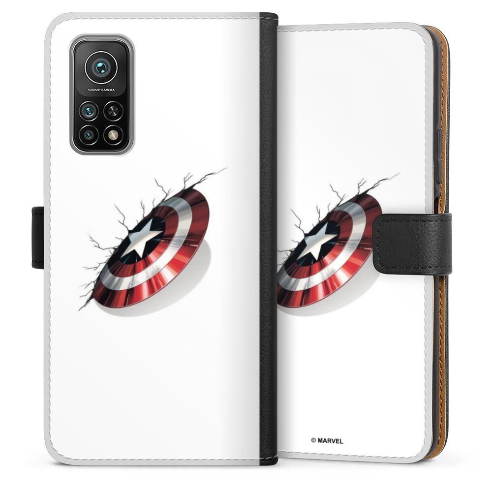 DeinDesign Handyhülle Captain America Offizielles Lizenzprodukt Marvel, Xiaomi Mi 10T Pro 5G Hülle Handy Flip Case Wallet Cover