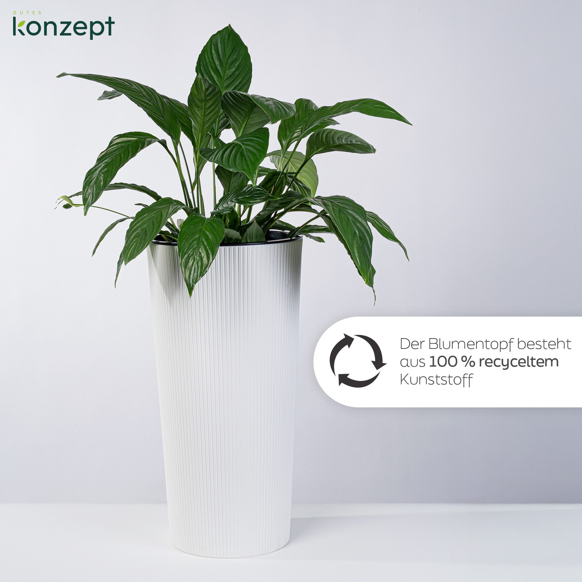KONZEPT Blumentopf Hoch mit Einsatz, Rillenstruktur, für Garten, Balkon, fü günstig online kaufen