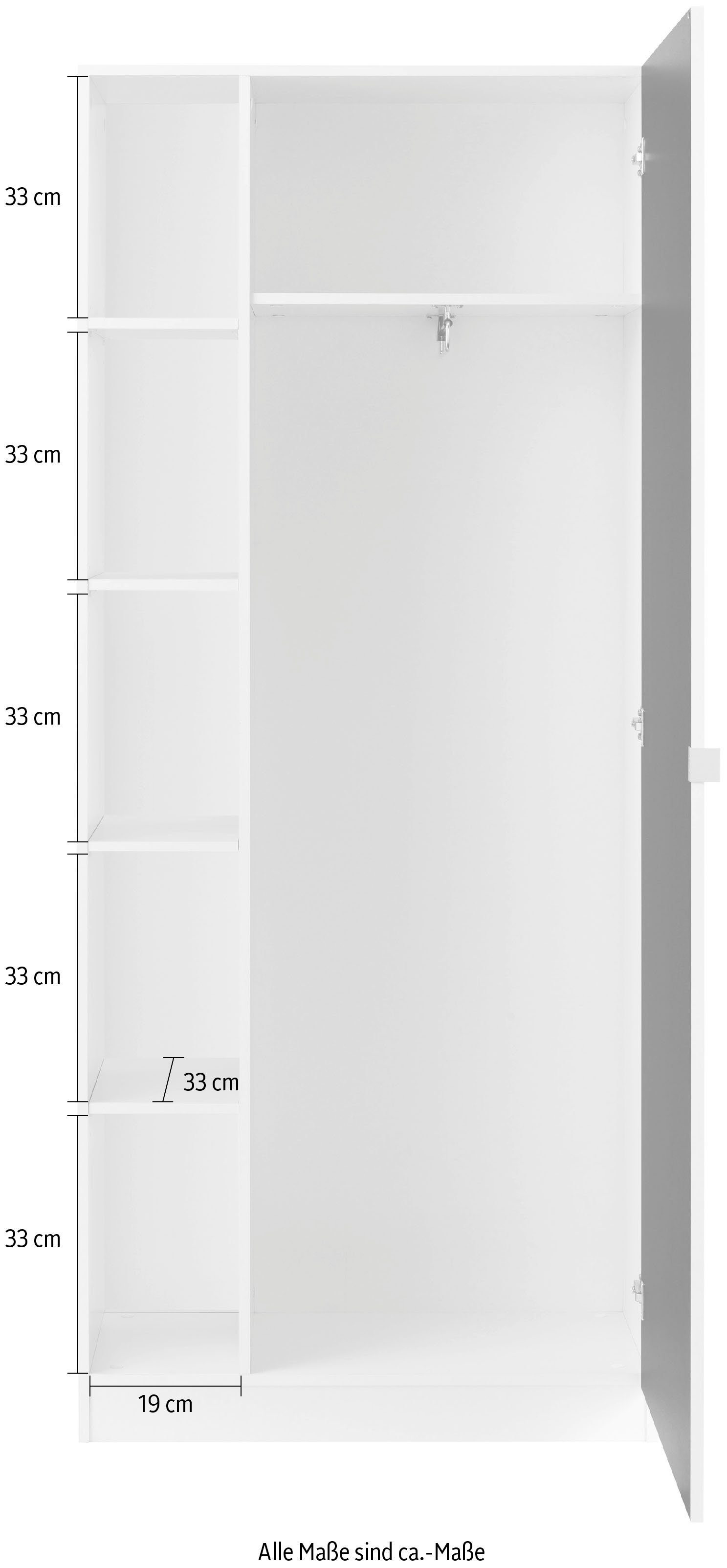 Hochglanz Dolly weiß Möbel Höhe matt/graphit borchardt cm 185 Garderobenschrank