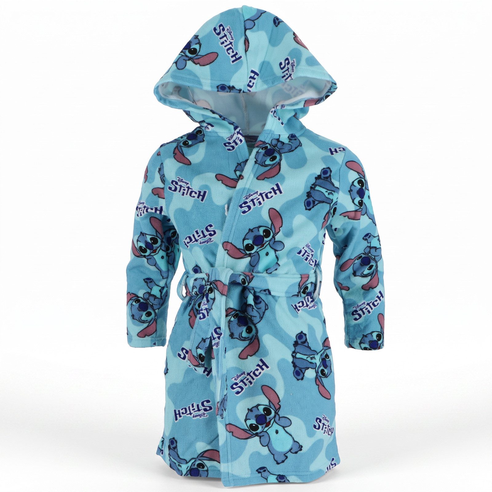 Disney Kinderbademantel Disney Stitch Mädchen Fleece-Bademantel mit Kapuze, Polyester, Bindegürtel, Bindegürtel