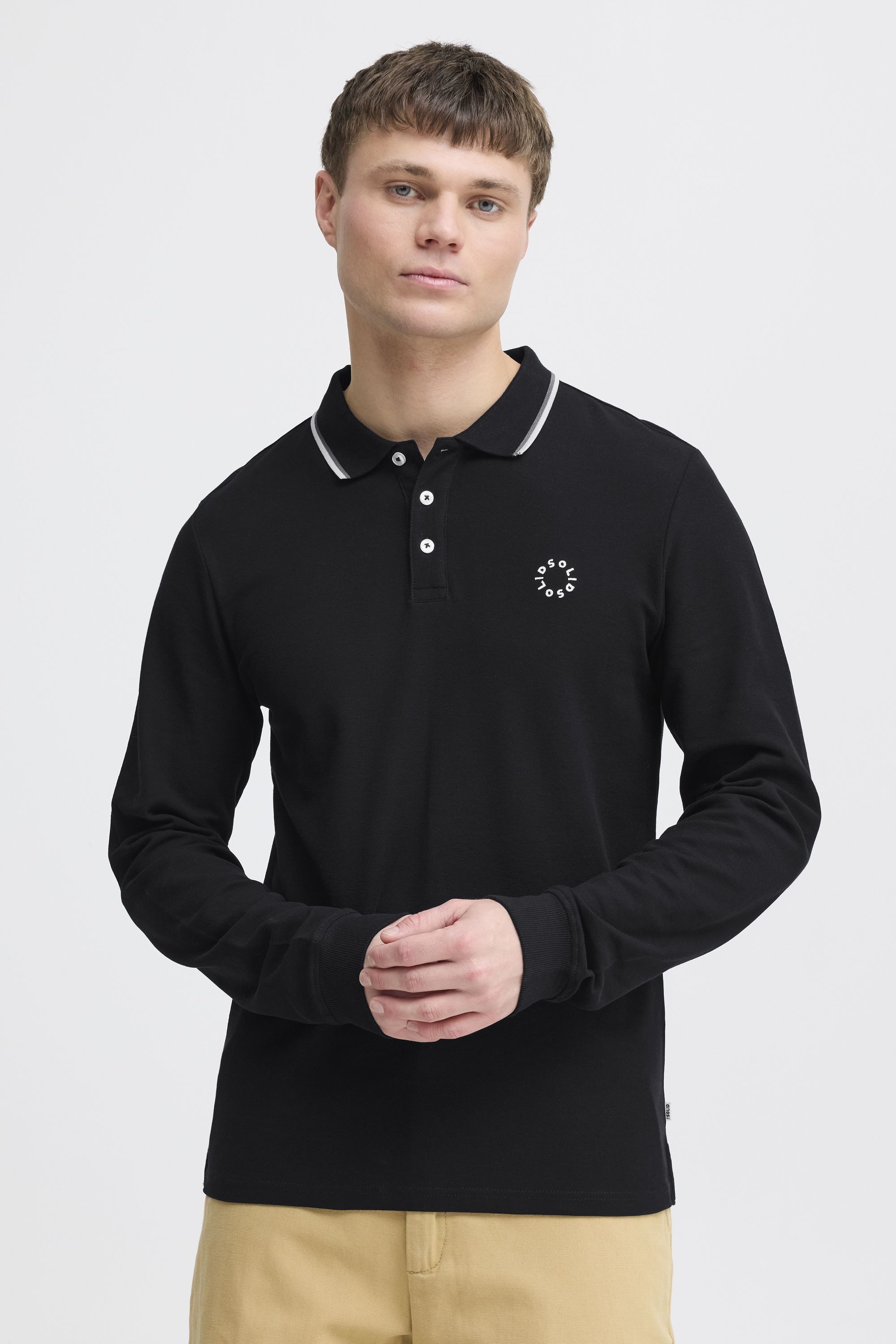 !Solid Langarm-Poloshirt SDHangor Casual langarm Polohemd