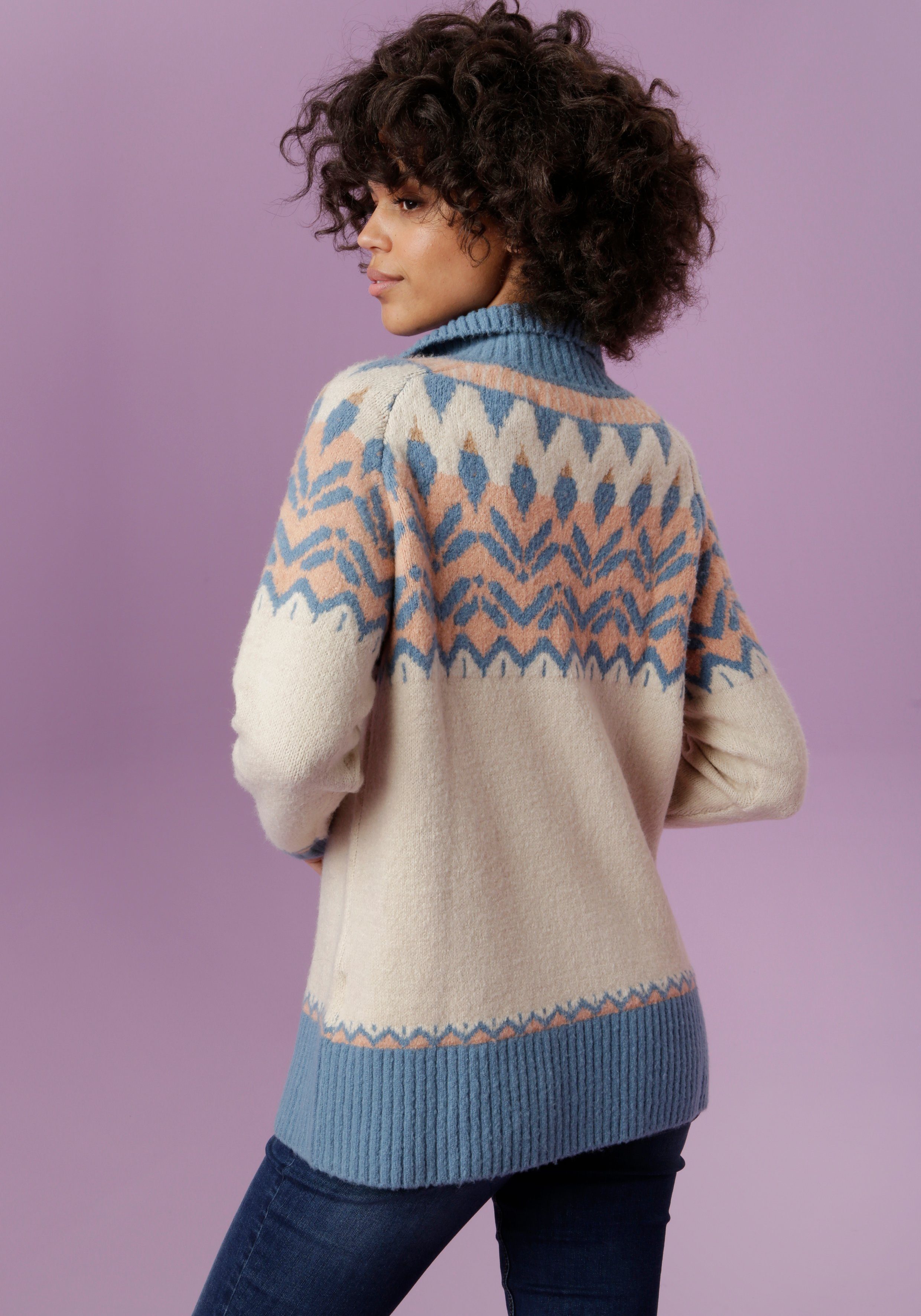 Aniston CASUAL Strickpullover mit Kragen und Reißverschluss günstig online kaufen