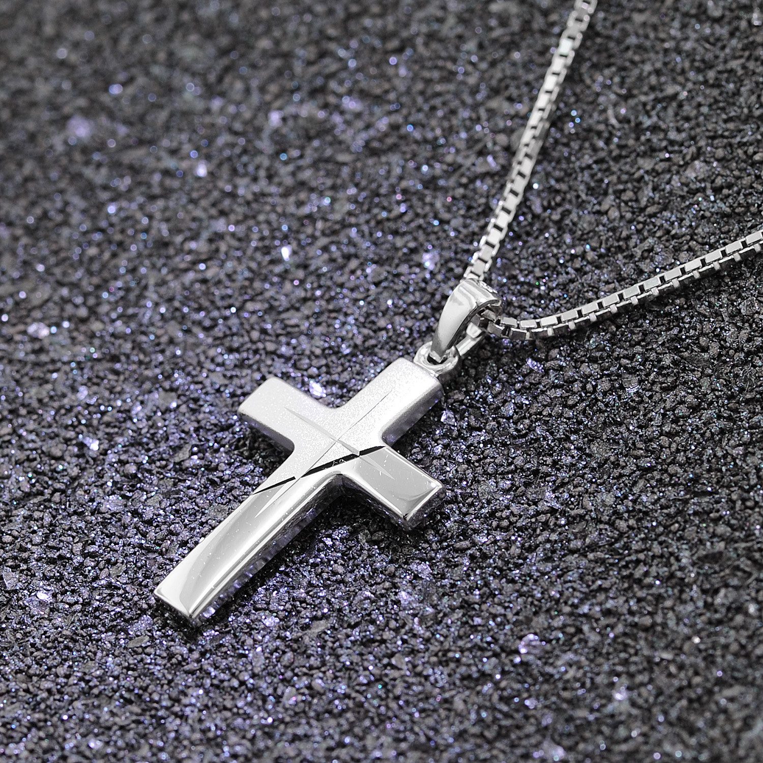 trendor Kreuzkette 63607, Silber Herren mit Kreuz-Anhänger