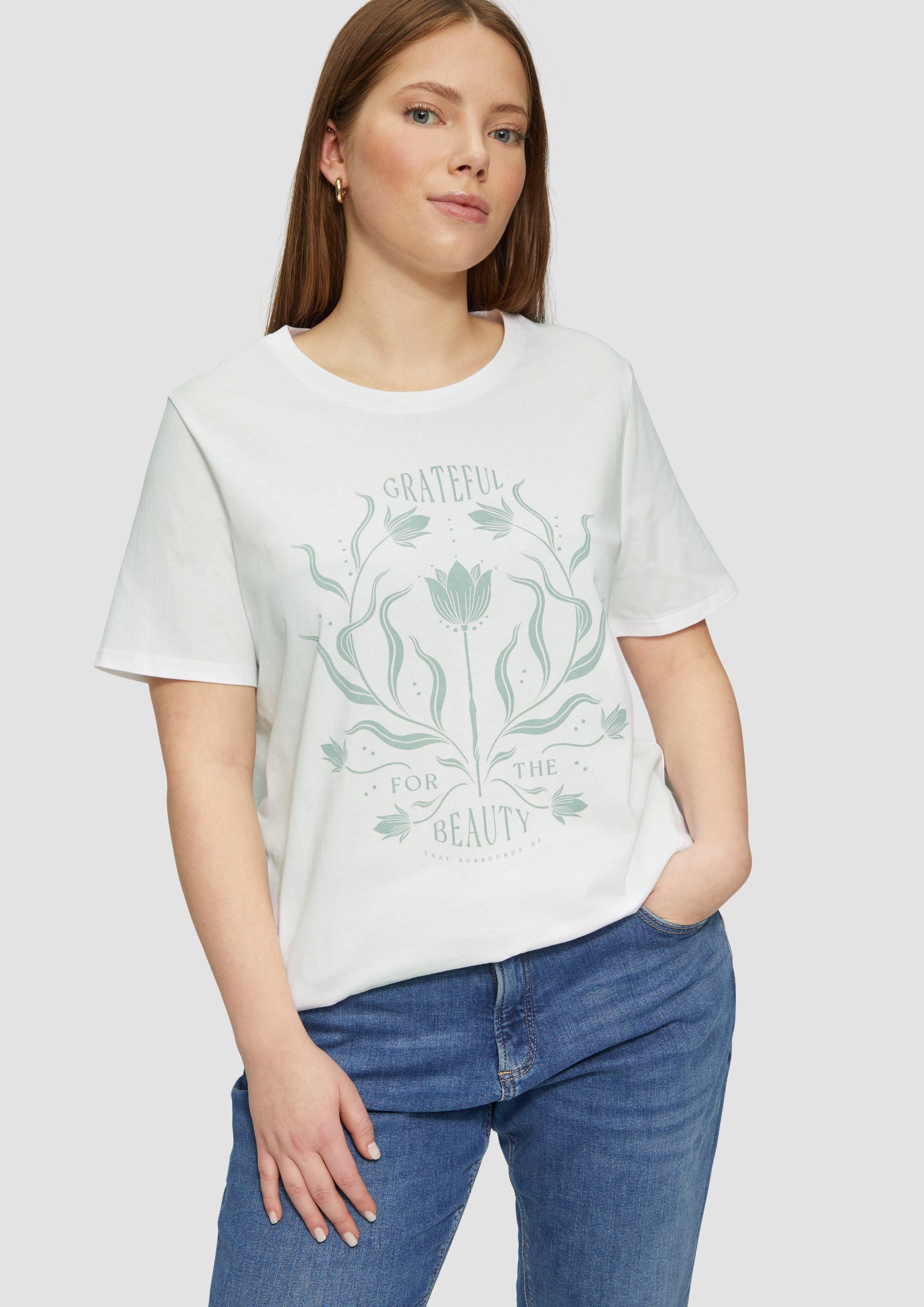 QS Kurzarmshirt Baumwollshirt mit Fronprint günstig online kaufen