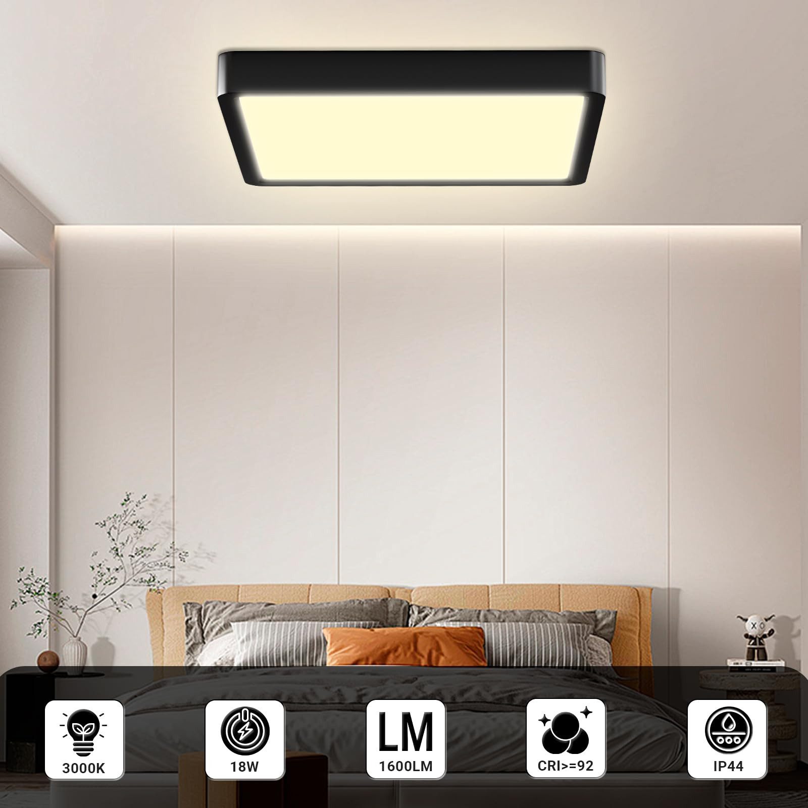 LQWELL Deckenleuchte LED Deckenlampe,Badlampe Quadrat Flach 2 Stück, LED fe günstig online kaufen