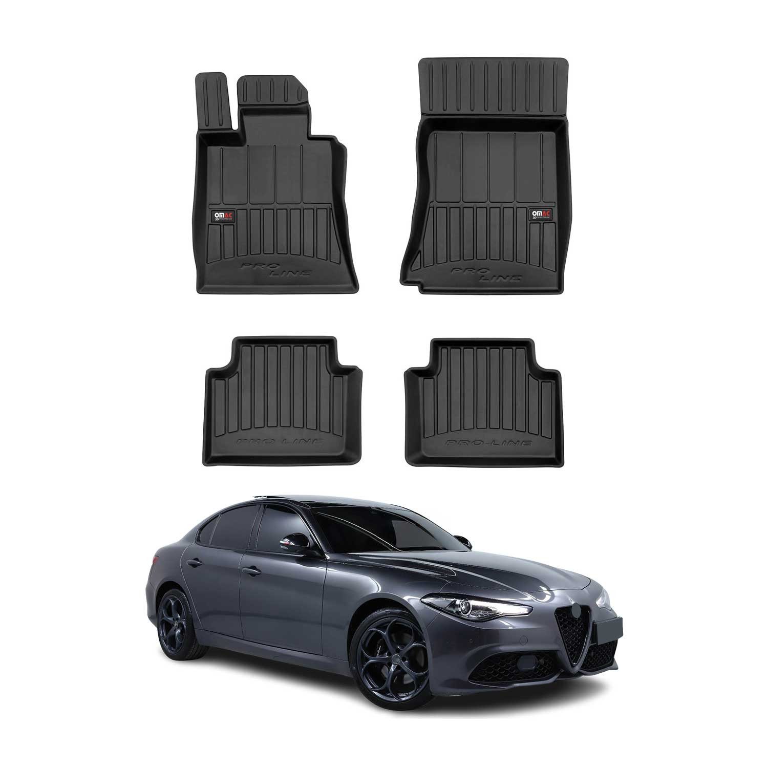 OMAC Auto-Fußmatten für Alfa Romeo Giulia 2015-2025 Automatten 4 tlg TPE (4 St), für Alfa Romeo Giulia 2015-2025 Alfa Romeo Giulia 2015-2025, Antirutsch,Wasserfest,Einfache Installation