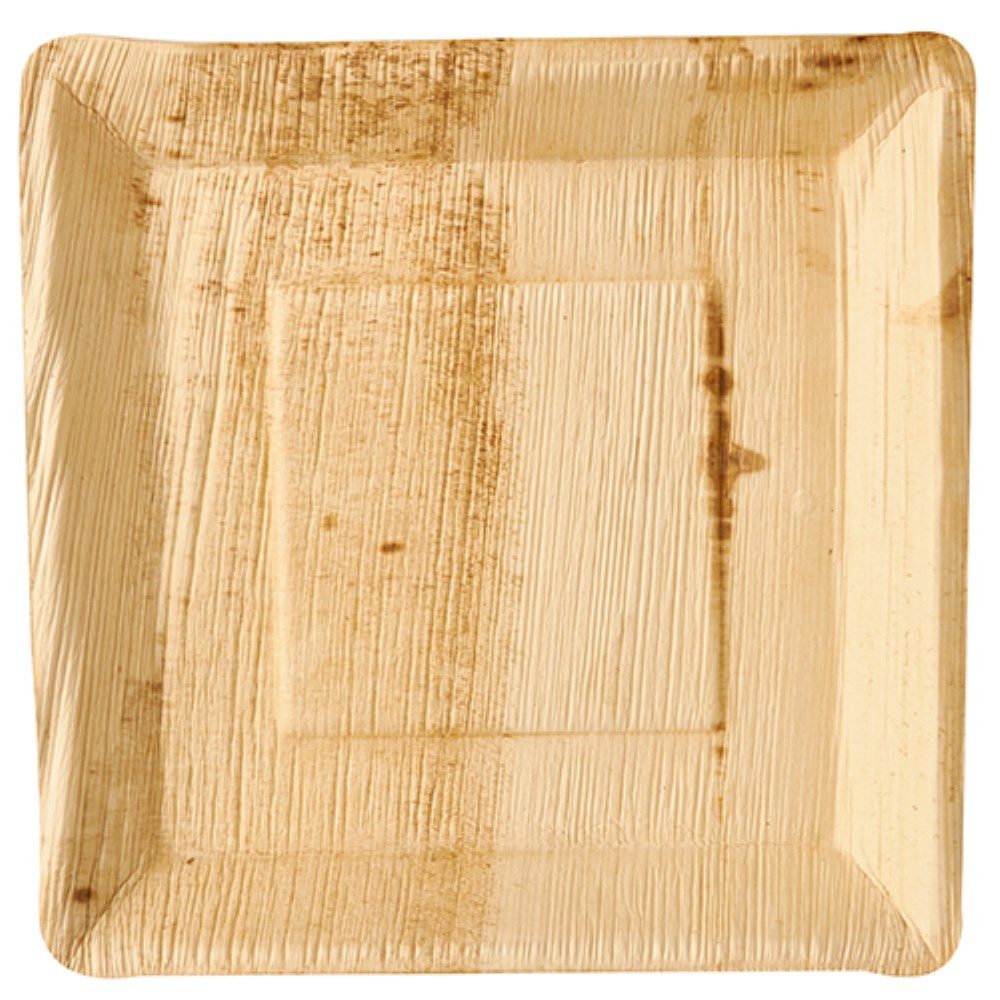 Pappteller 25 Teller, Palmblatt "pure" eckig 25 cm x 25 cm x 2,5 cm