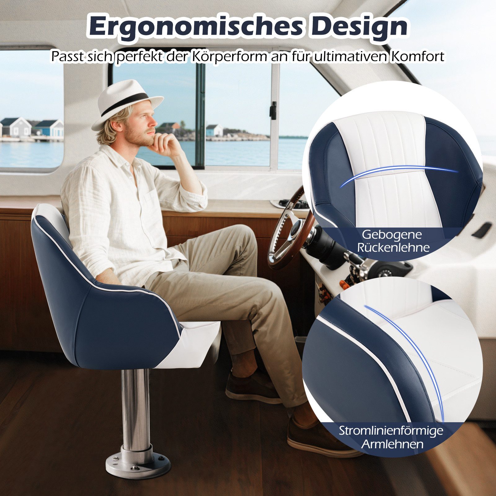 COSTWAY Segelboot, Bootssitz mit Polsterung, wasserbeständigem PVC-Leder