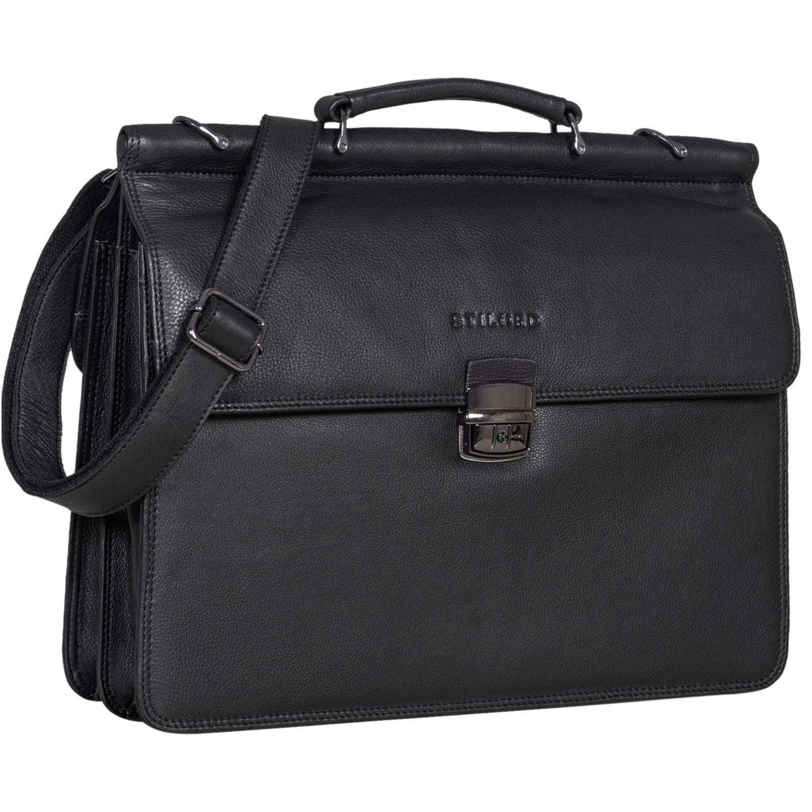 STILORD Laptoptasche "Stephan" Laptoptasche 15,6 Zoll Herren Leder schwarz