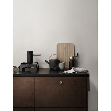 Stelton Teekanne Theo, Schwarz, rustikal, mit Bambus-Griff, skandinavisches Design