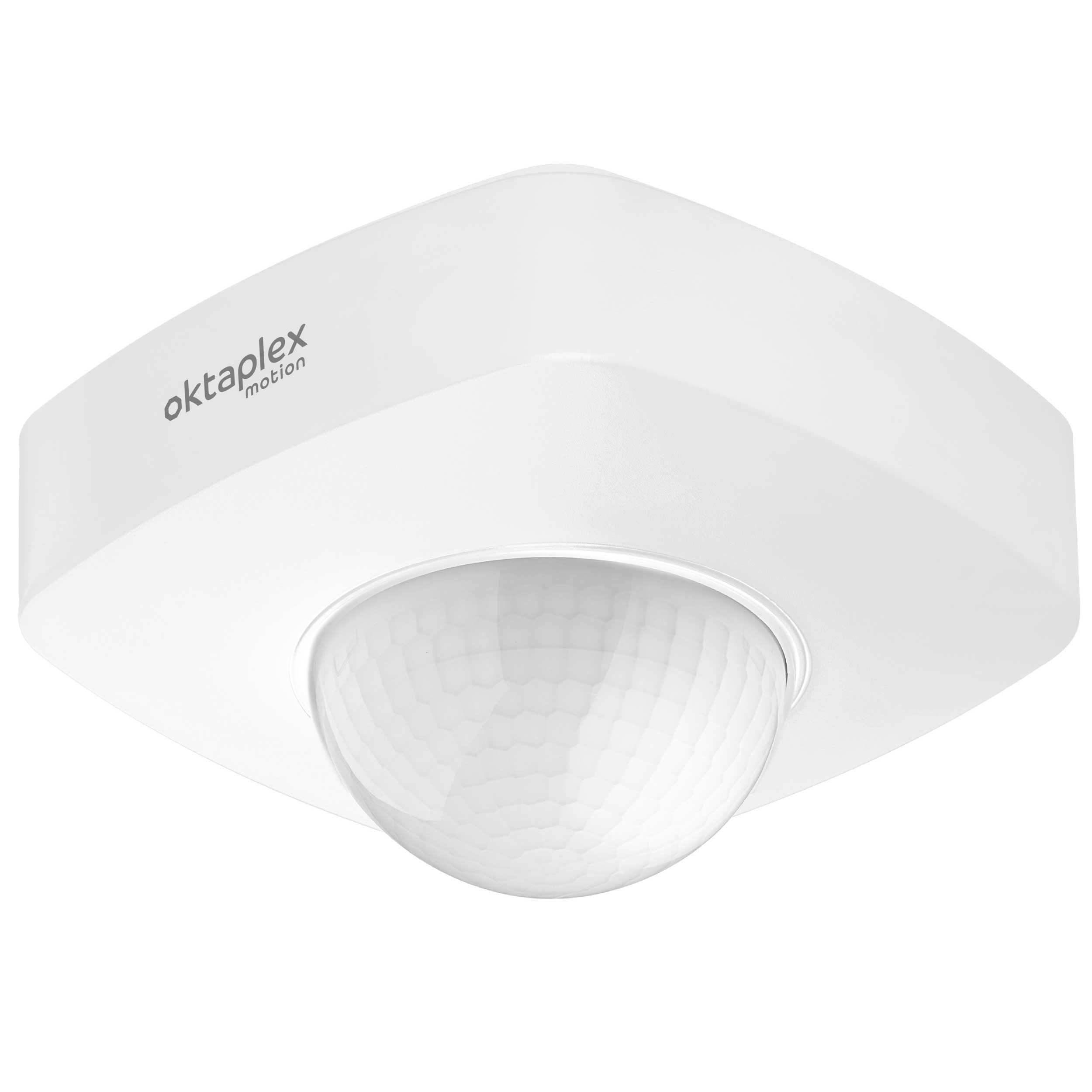 Oktaplex motion Bewegungsmelder Tim Präsenzmelder 360 Grad PIR Decke IP65 Aufputz 230V, (1-St), Außen Innen Bewegungssensor 20m Reichweite weiß