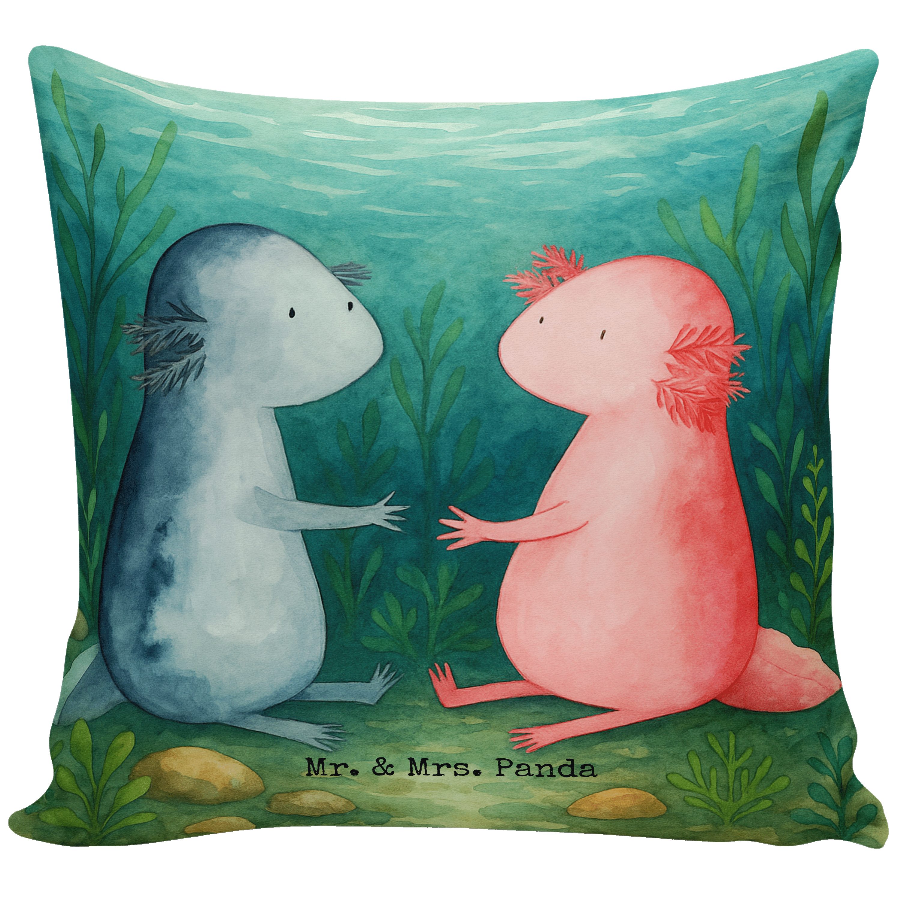 Mr. & Mrs. Panda Dekokissen Axolotl Liebe Design, Kopfkissen 40x40 mikrofaser zierkissen Ehemann