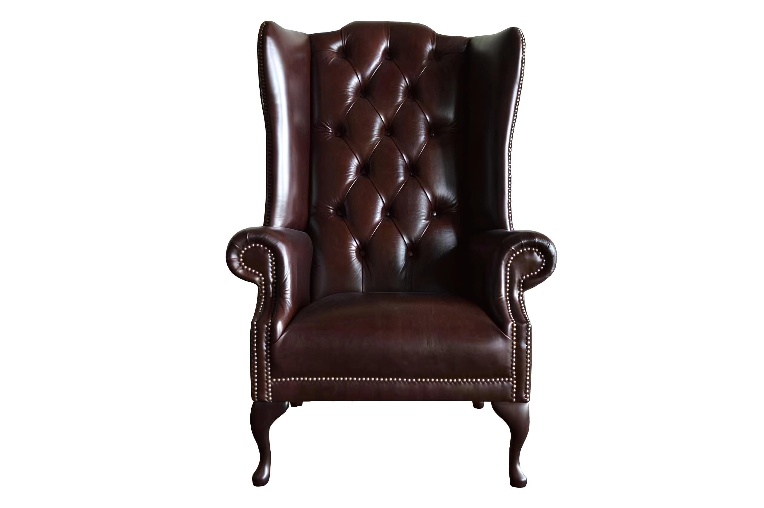 Sessel Einzelsofa in Braun aus Leder im Chesterfield-Design für das