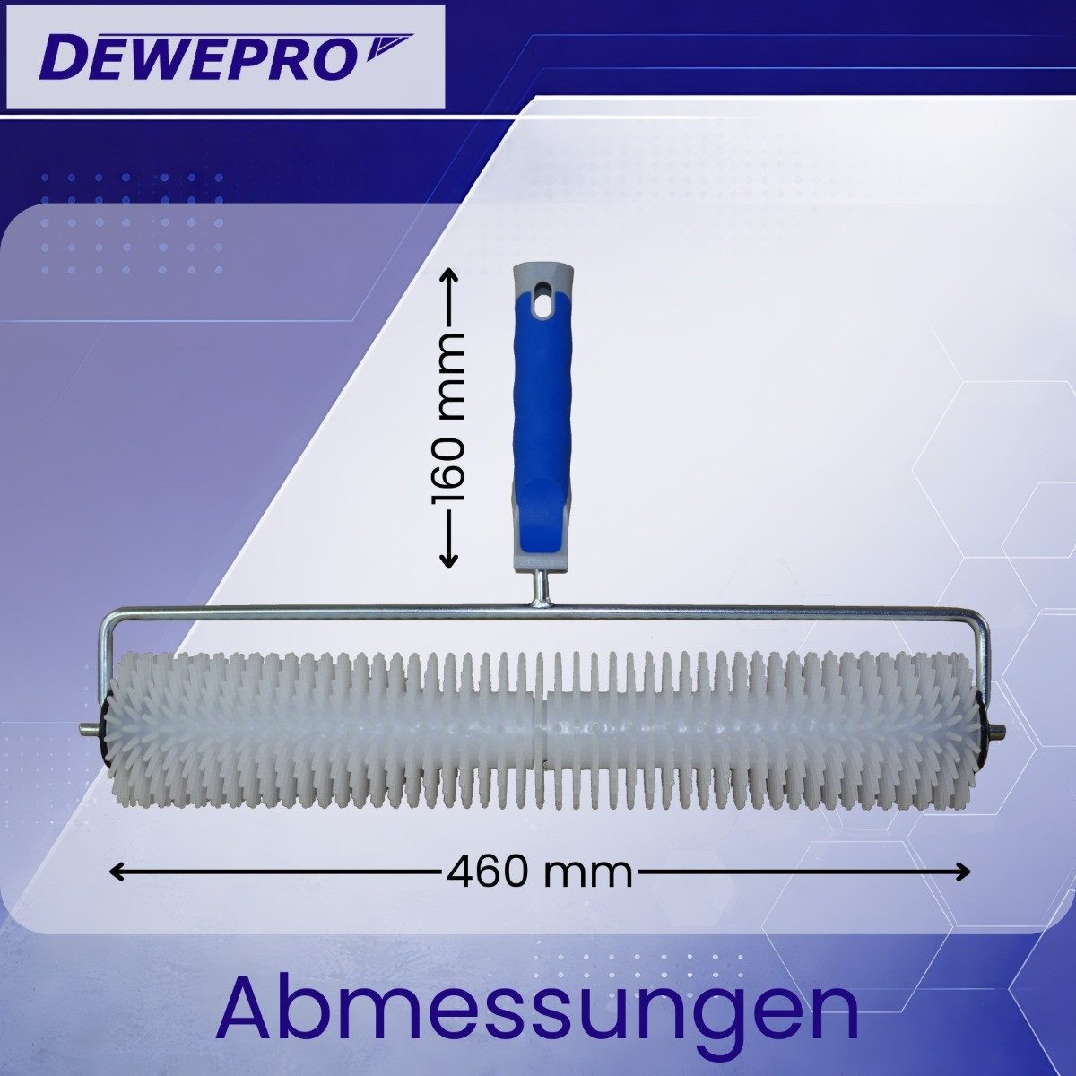 DEWEPRO Bodenlegerkelle DEWEPRO Hand-Stachelwalze 460mm breit, Stachellänge 20mm