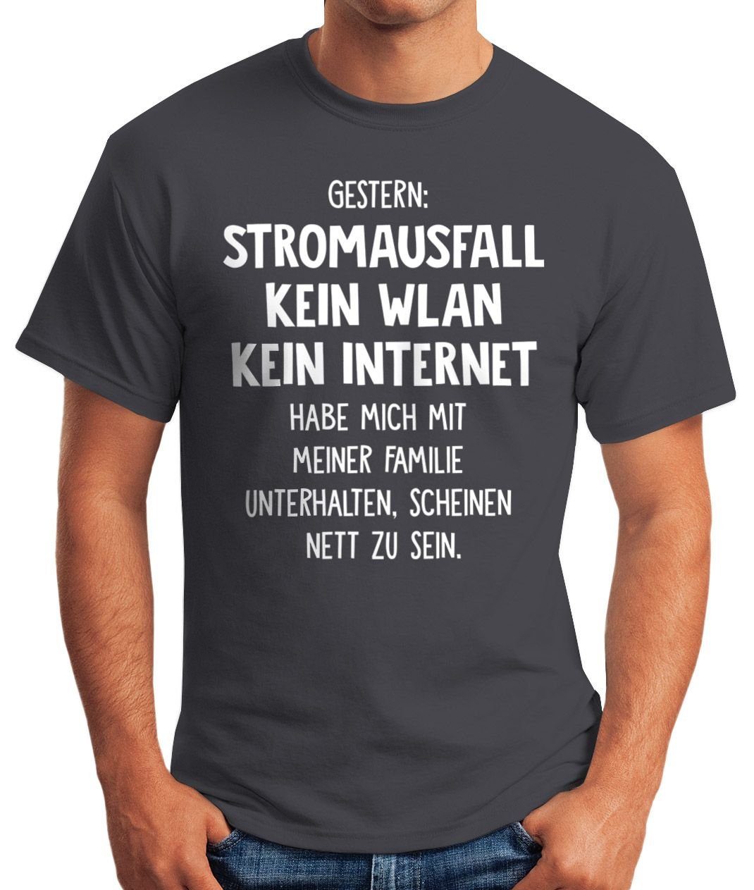 MoonWorks Print-Shirt Herren T-Shirt Gestern: Stromausfall günstig online kaufen