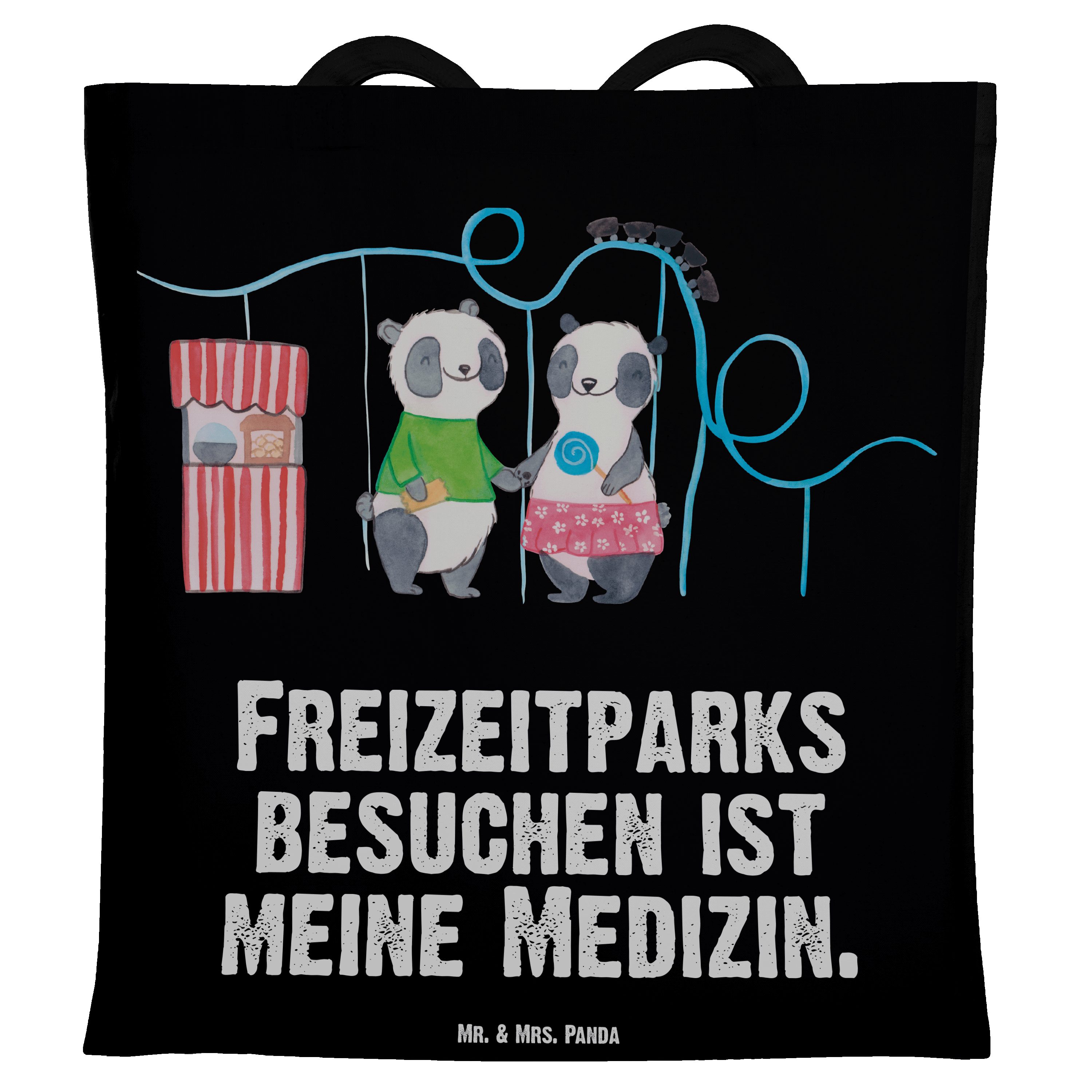 - & Freizeitpark Panda Medizin Geschenk, - Tragetasche (1-tlg) Schwarz Pandas Achterbahn Mr. besuchen Mrs.