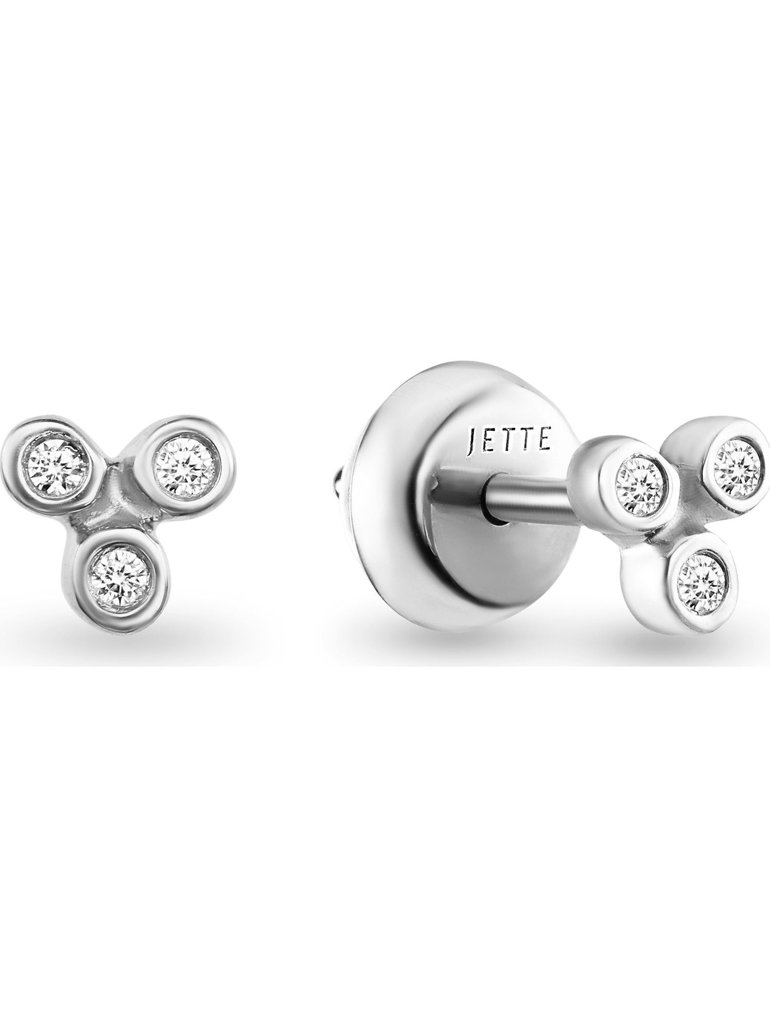 JETTE Paar Ohrstecker JETTE Damen-Ohrstecker 925er Silber 6 Zirkonia