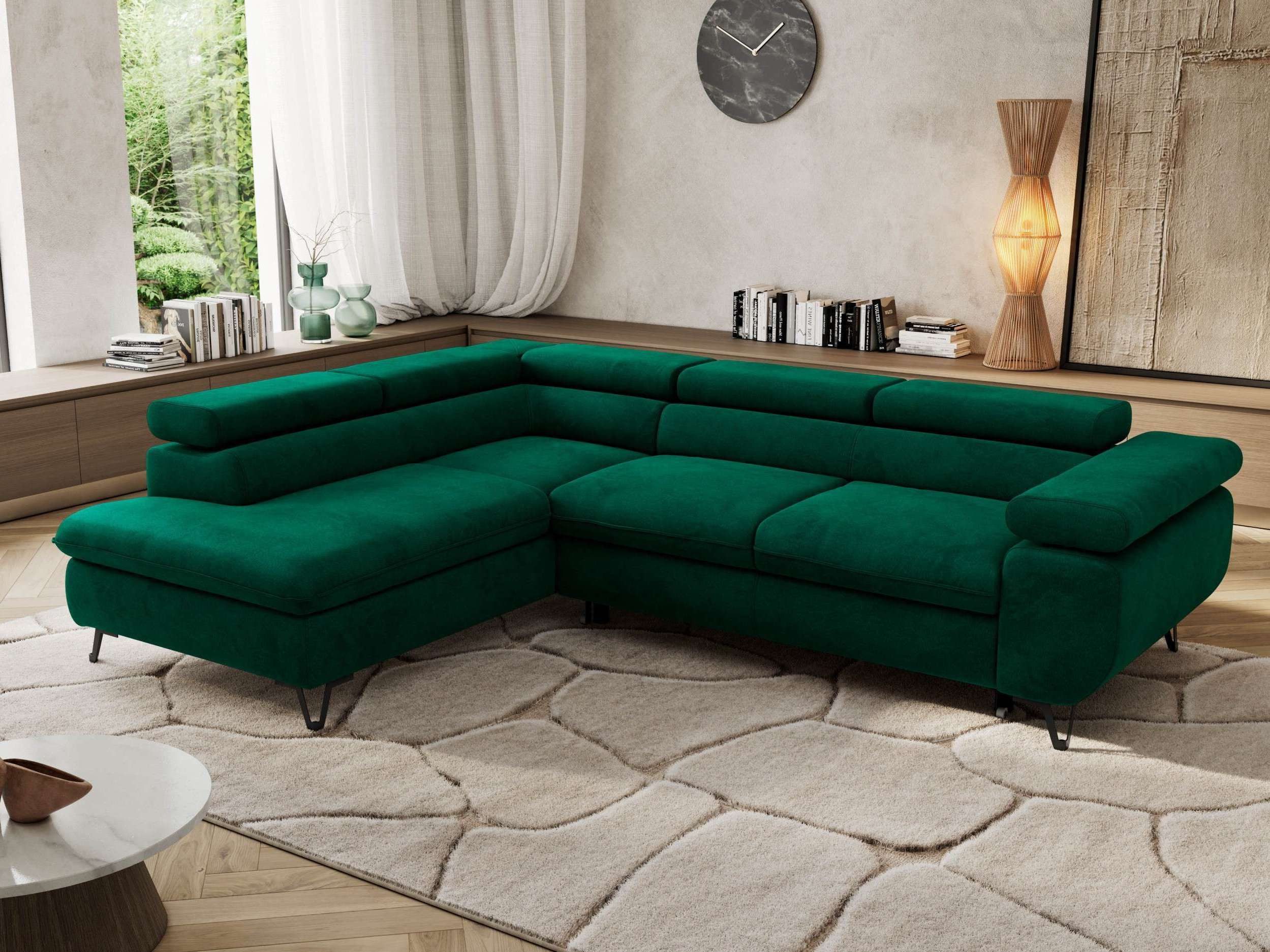 MKS MÖBEL Ecksofa PABLO L, Set, HR35-Schaum, Metallbeinen, Wellenfedern, L-form, Schlaffunktion, verstellbaren Kopfstützen, Bettkasten