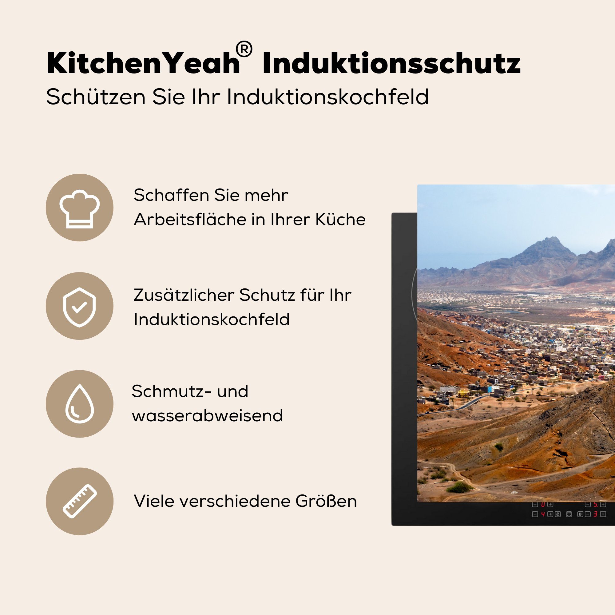 MuchoWow Herdblende-/Abdeckplatte Das Stadtbild von Schutz Ceranfeldabdeckung die Induktionskochfeld Verde, 81x52 tlg), küche, Vinyl, cm, für (1 Kap