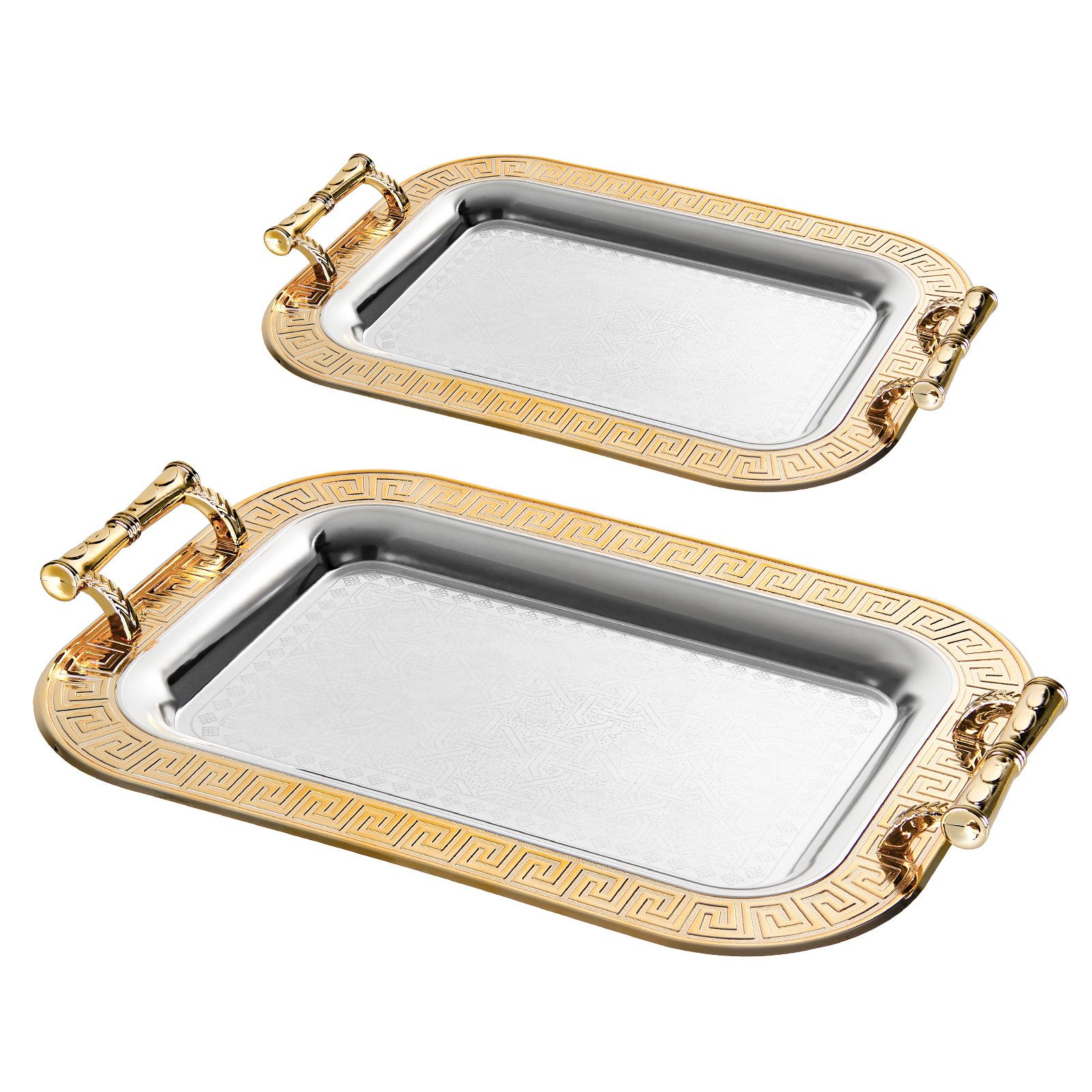 HOMELUX Tablett Set 2X Servierplatte mit Griff, Deko Tablett Set, (2 xTablett), Serviertablett/Obsttablett/Dekotablett/Kosmetiktablett