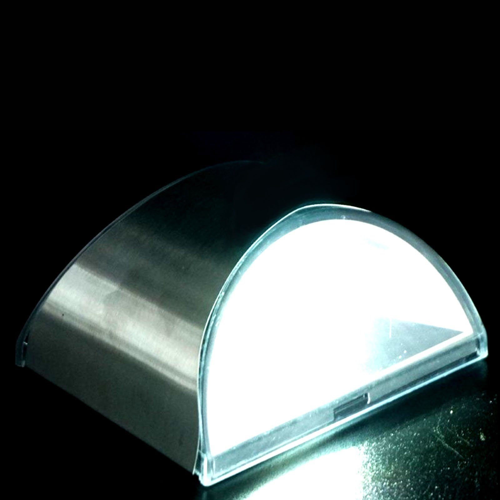 HAC24 LED Wandleuchte 4x Wandlaterne LED Kaltweiß für Solarlampe integriert, Edelstahl, Wandlampe, fest Kaltweiß, Solar Außen Außenbeleuchtung