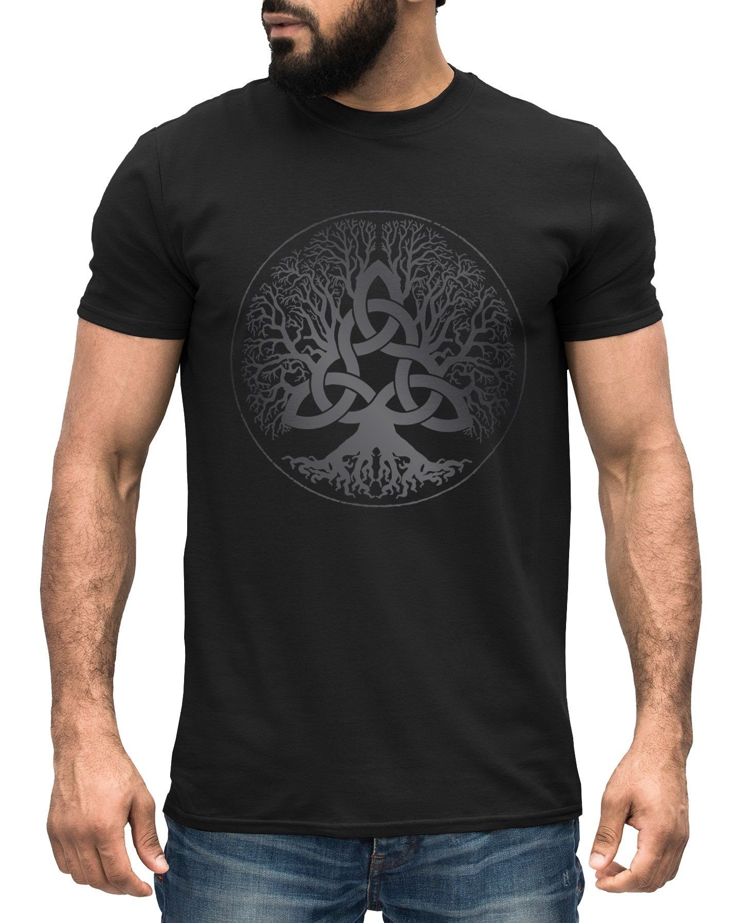 Neverless Print-Shirt Herren T-Shirt Yggdrasil Weltenbaum günstig online kaufen